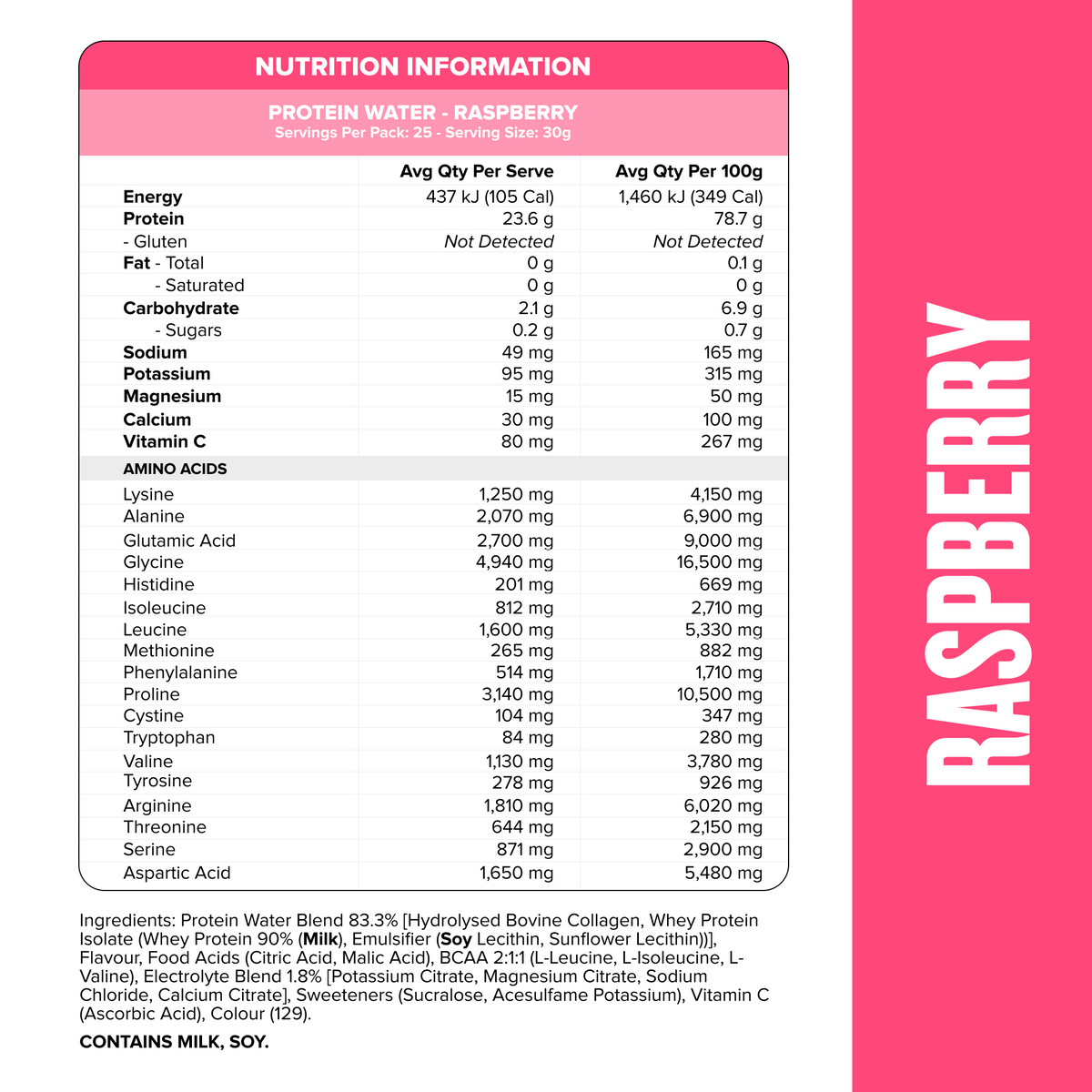 PROTEIN WATER Raspberry - Muscle Nation protein water, view 3