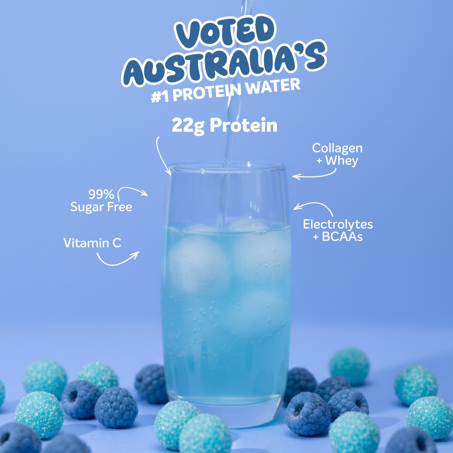 PROTEIN WATER - Blue Raspberry  - 1kg