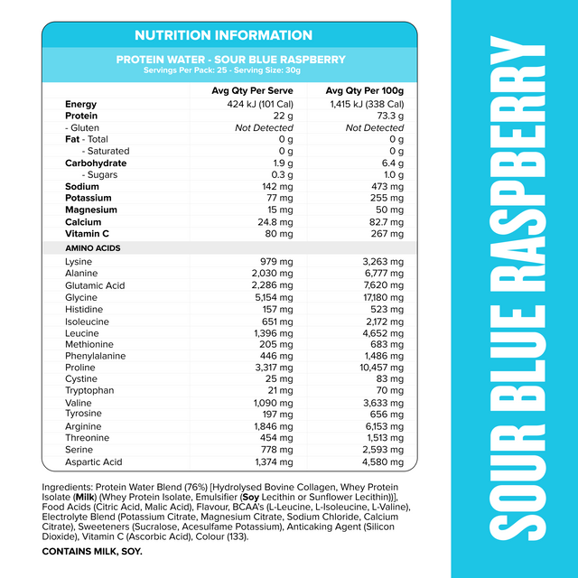 Blue Raspberry Protein 2o PROTEIN WATER - Sour Blue Raspberry - 22g | Muscle Nation
