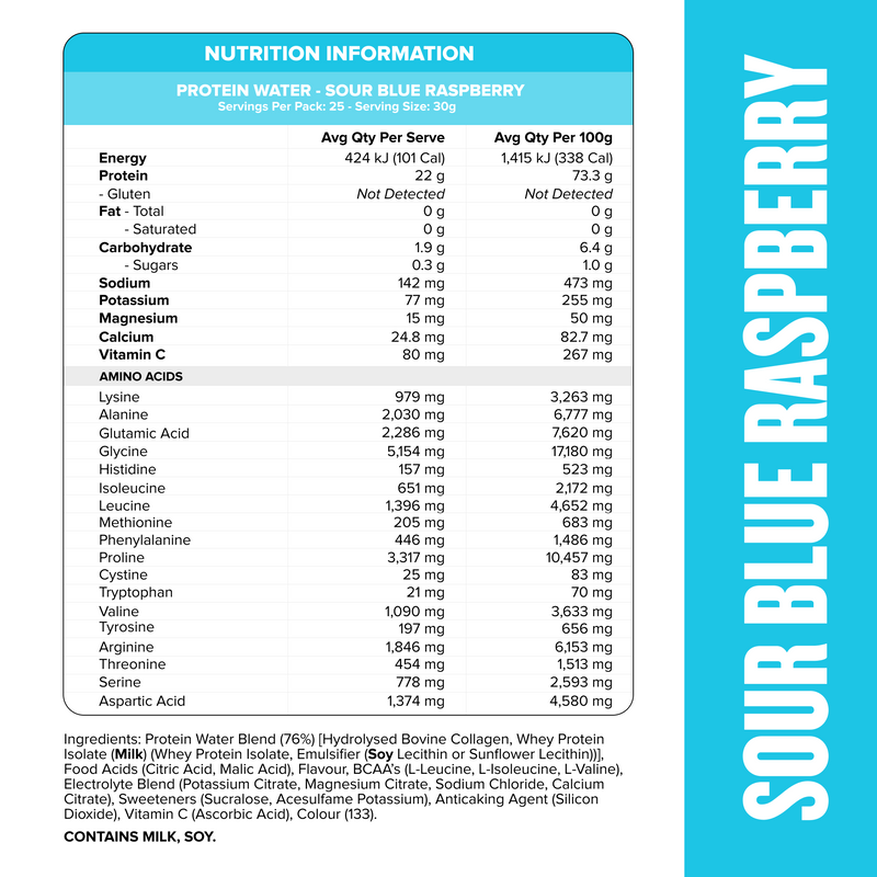 PROTEIN WATER - Sour Blue Raspberry - 22g Protein | Australia's #1 ...