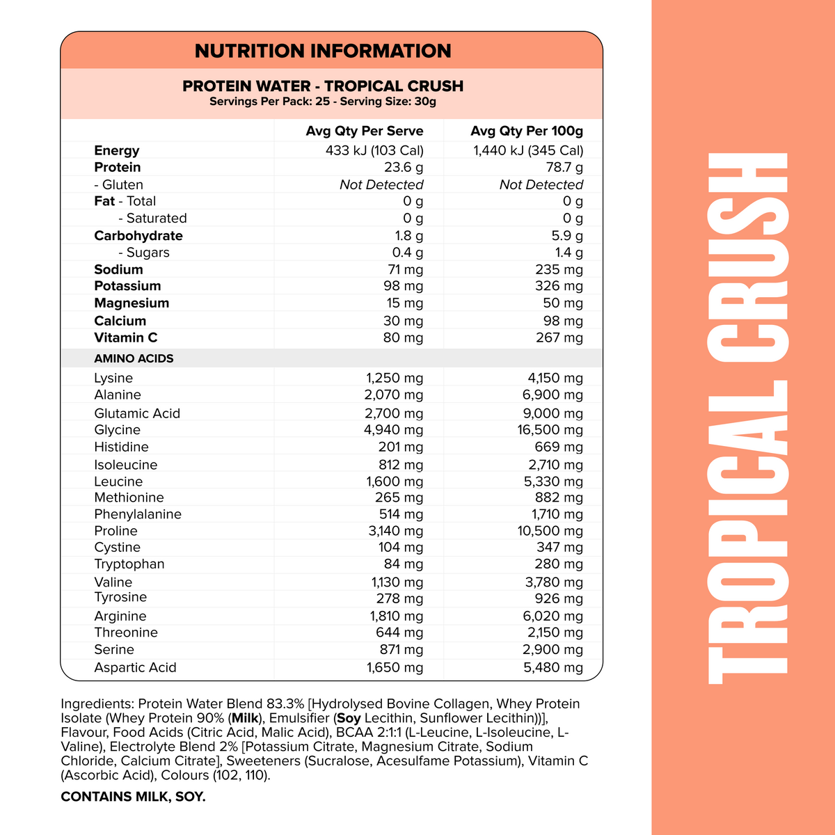 PROTEIN WATER Tropical Crush - Muscle Nation protein water, view 3