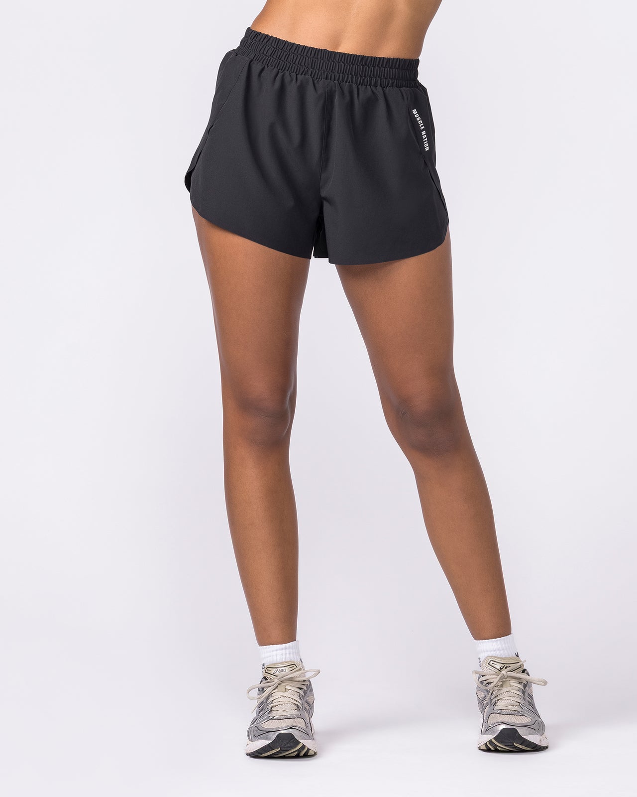 Pace High-Waisted Run Shorts - Black-Shorts-XXS-032649BLK-XXS-MNAPPRL49323-4-Muscle Nation