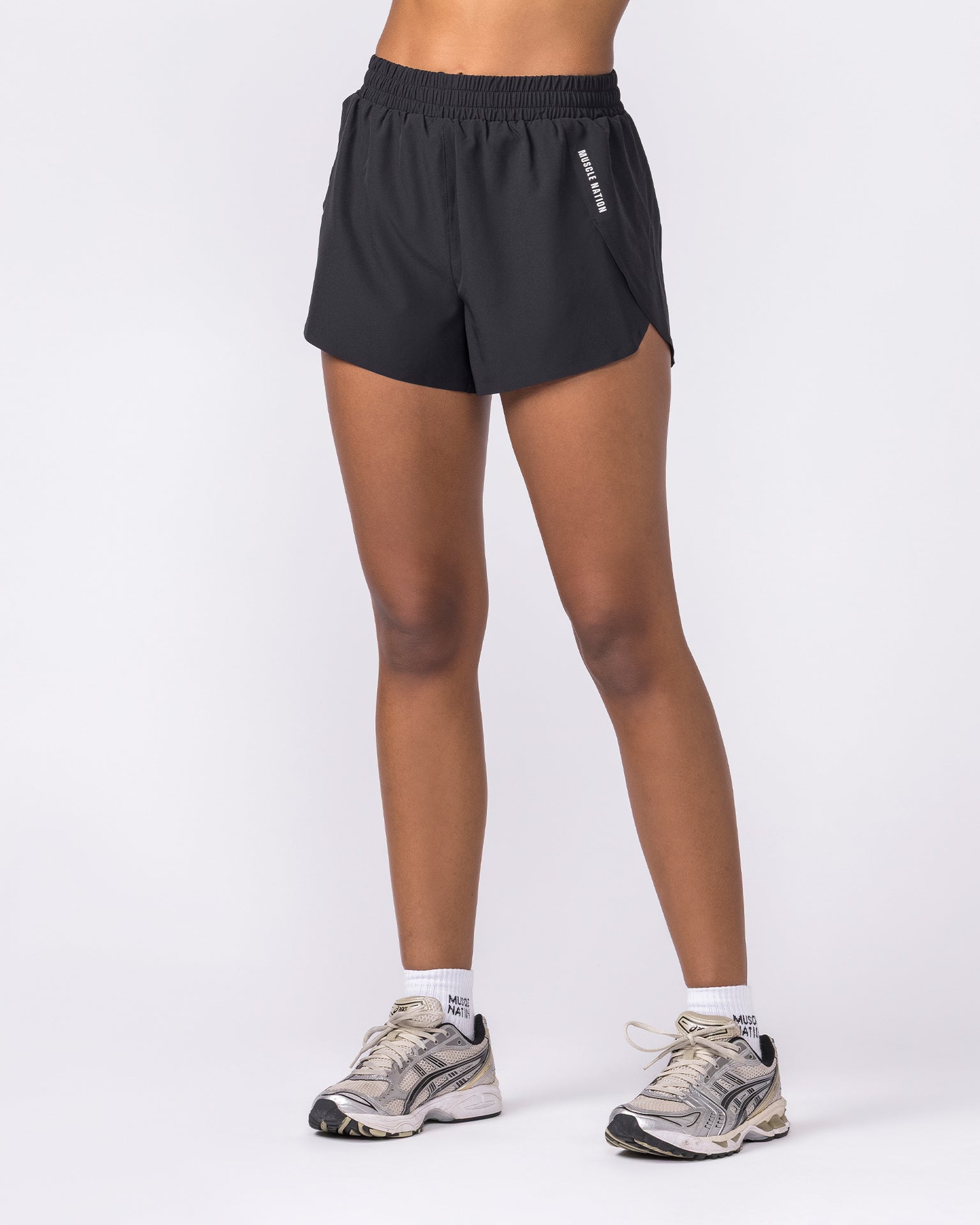 Pace High-Waisted Run Shorts - Black-Shorts-XXS-032649BLK-XXS-MNAPPRL49323-6-Muscle Nation