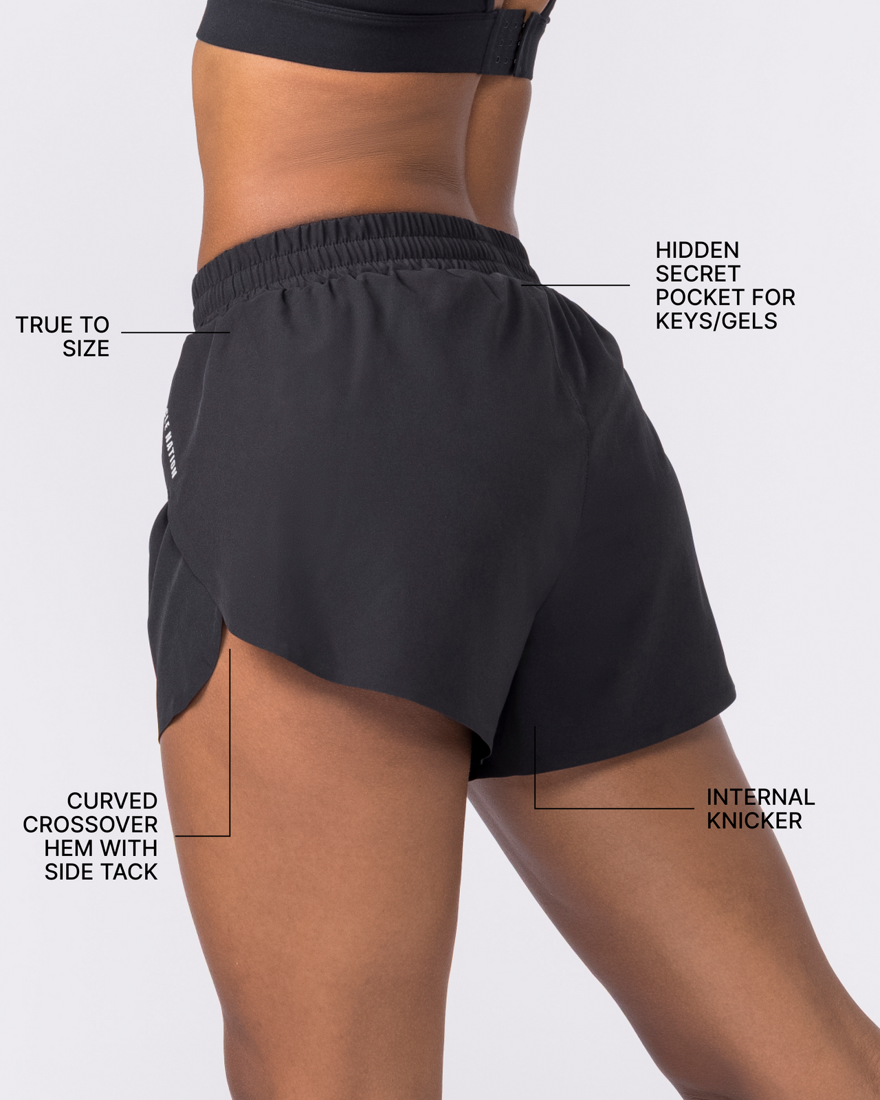 Pace High-Waisted Run Shorts - Black-Shorts-XXS-032649BLK-XXS-MNAPPRL49323-3-Muscle Nation