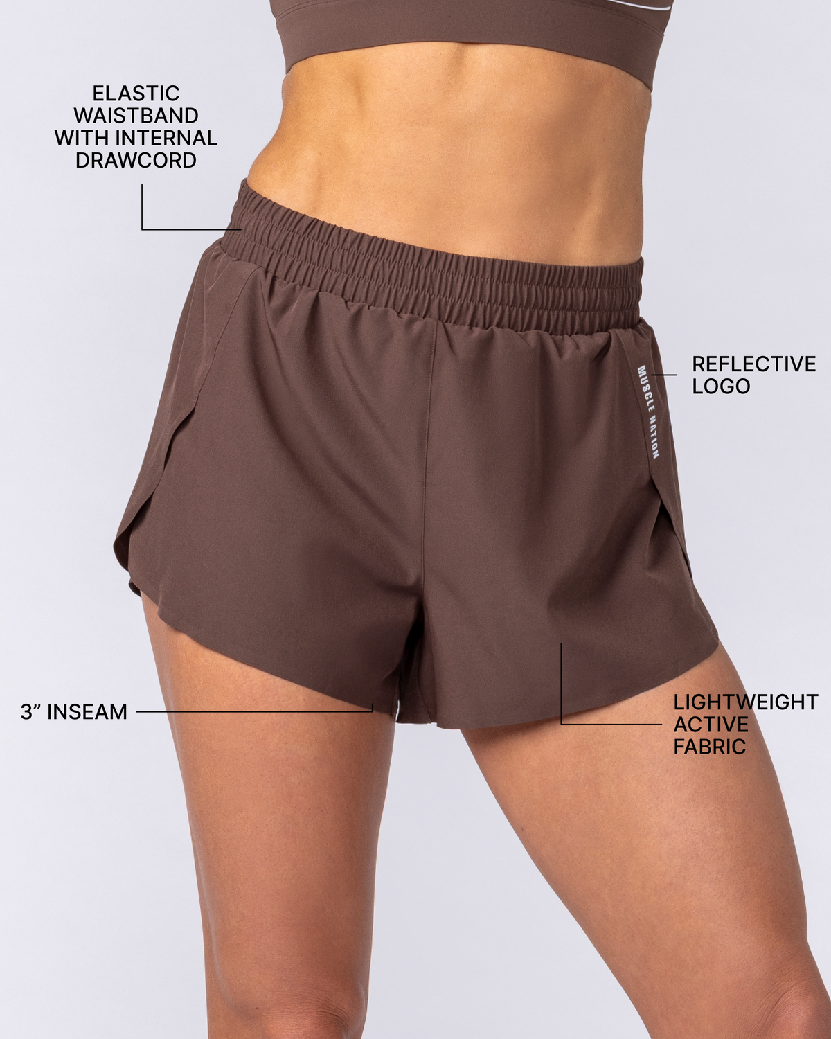 Pace 3" High-Waisted Run Shorts - Chestnut