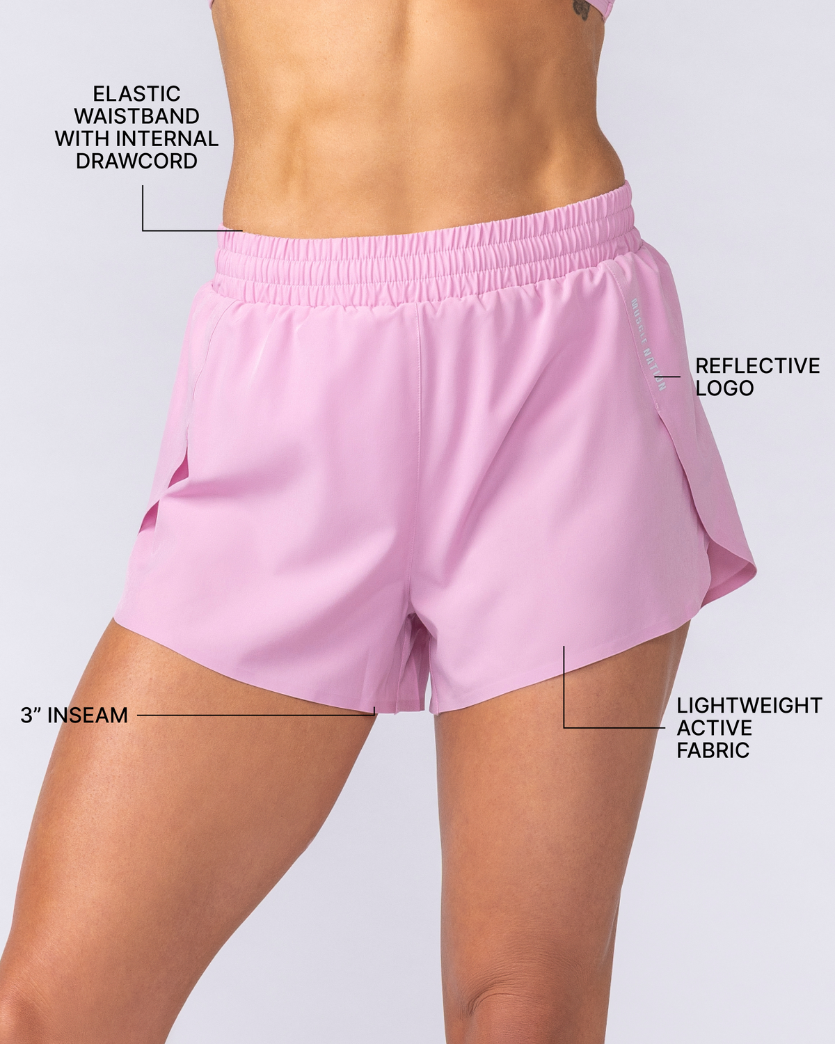 Pace 3" High-Waisted Run Shorts - Vintage Pink