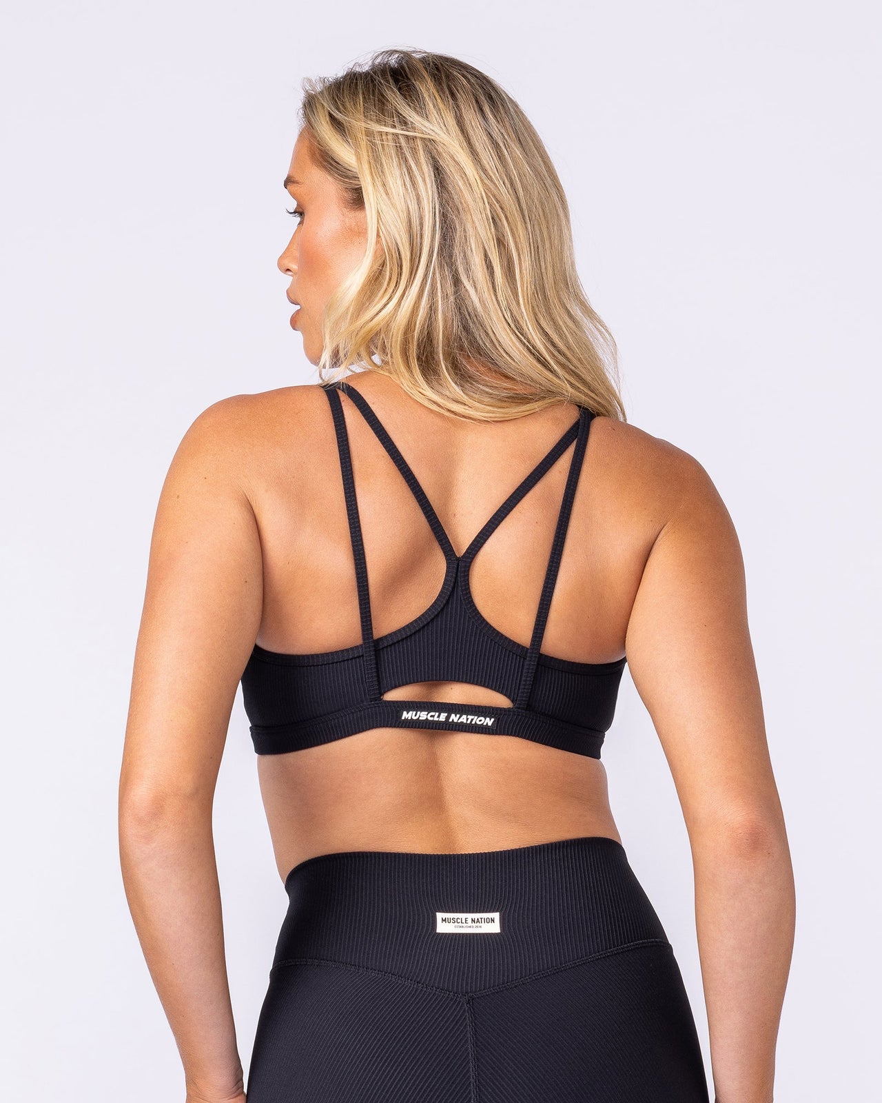 Pace It Rib Bra - Black-Sports Bras-XXS-112501BLK-XXS-MNAPPRL46353-4-Muscle Nation