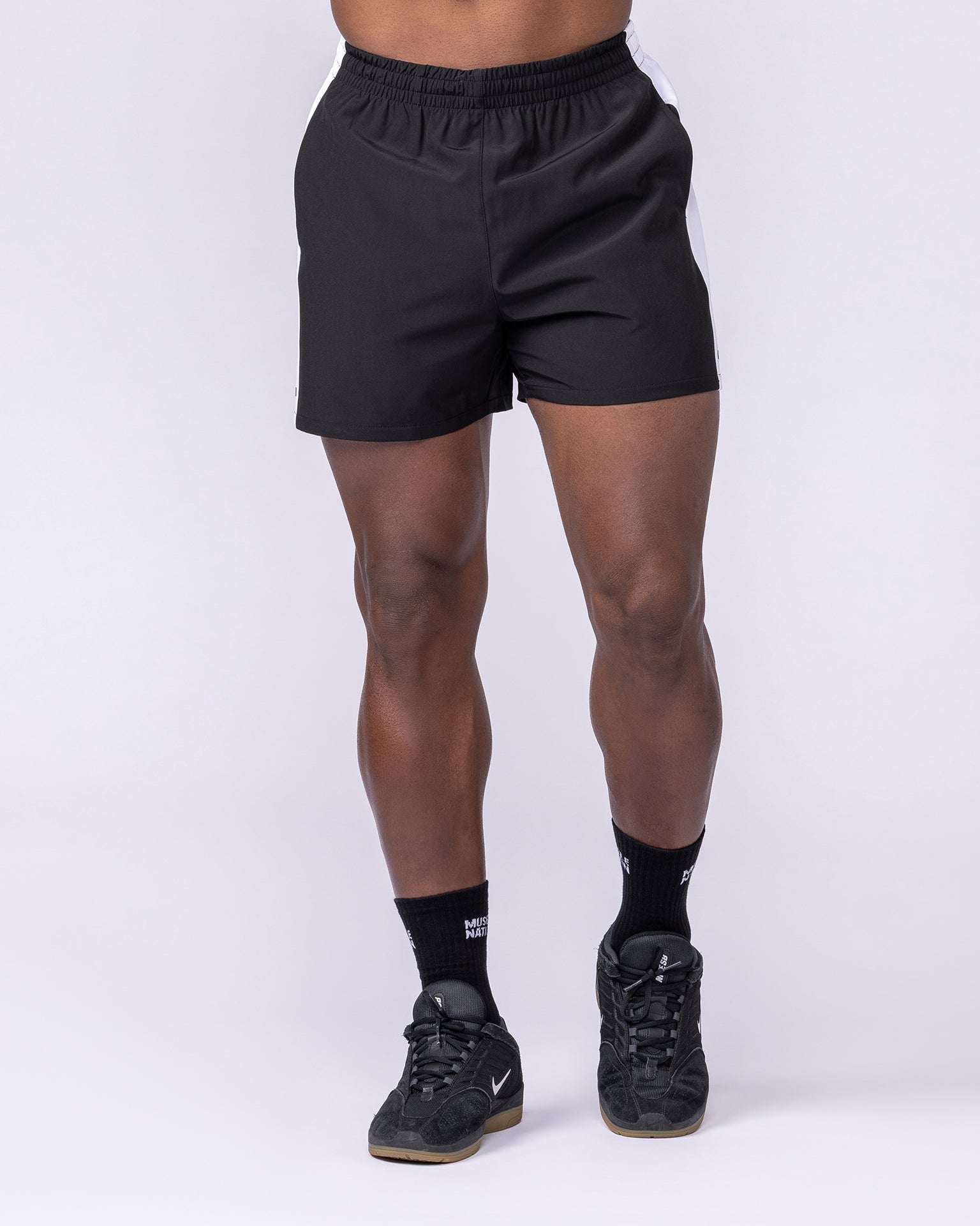 Panelled Function 4" Shorts - Black-Shorts-S-112565BLK-S-MNAPPRL47657-3-Muscle Nation