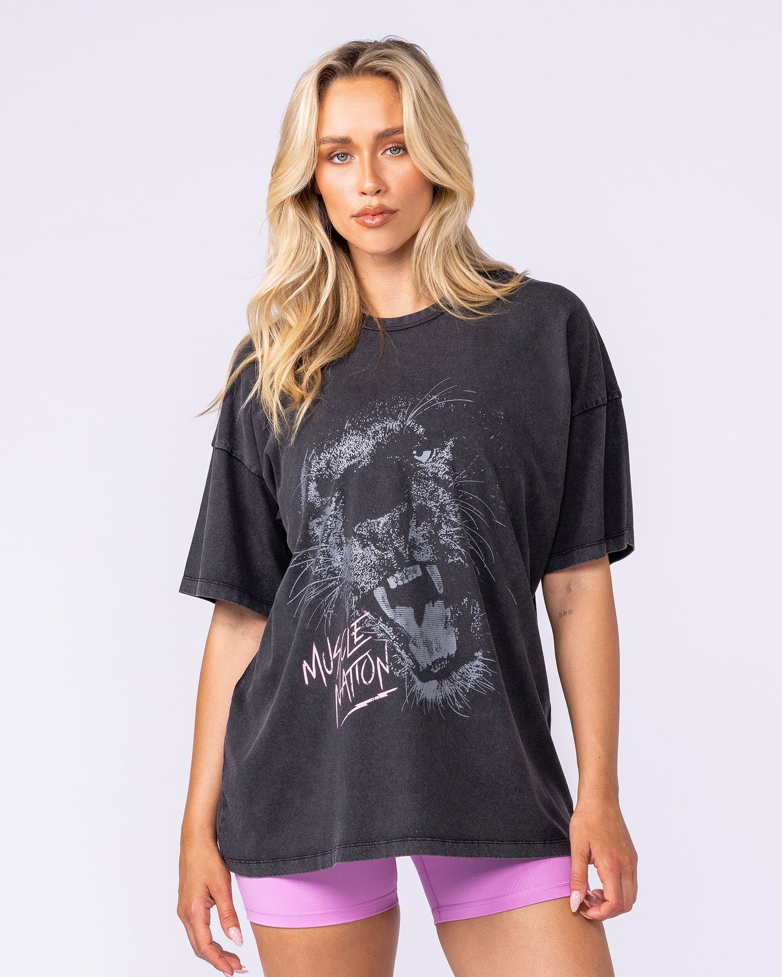 Panther Oversized Vintage Tee - Washed Black-T-Shirts-XXS-112576WSHBLK-XXS-MNAPPRL46380-3-Muscle Nation
