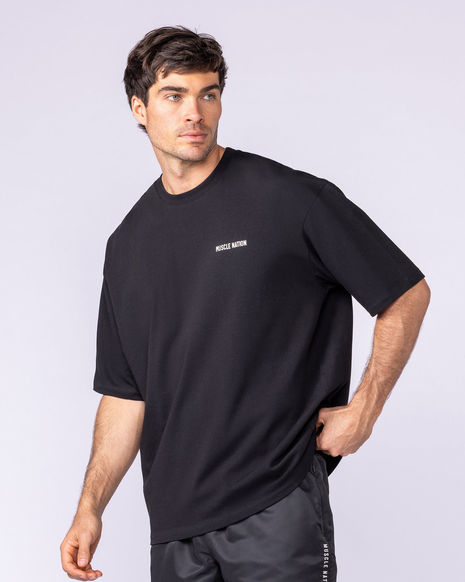 Pegasus Oversized Tee - Black-T-Shirts-XS-1125183BLK-XS-MNAPPRL47671-4-Muscle Nation