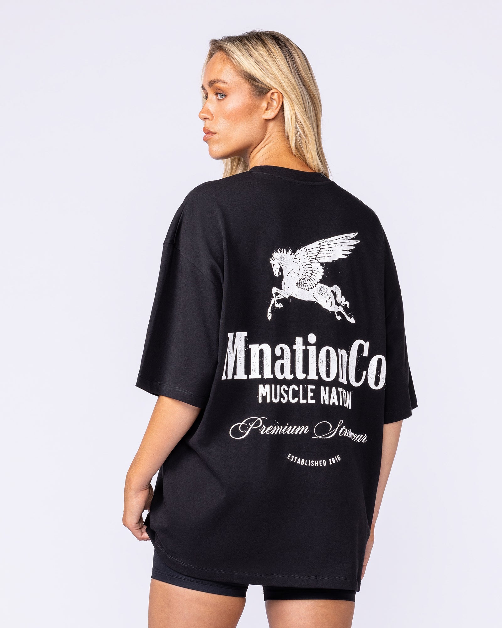 Pegasus Oversized Tee - Black-T-Shirts-XS-1125183BLK-XS-MNAPPRL47671-8-Muscle Nation