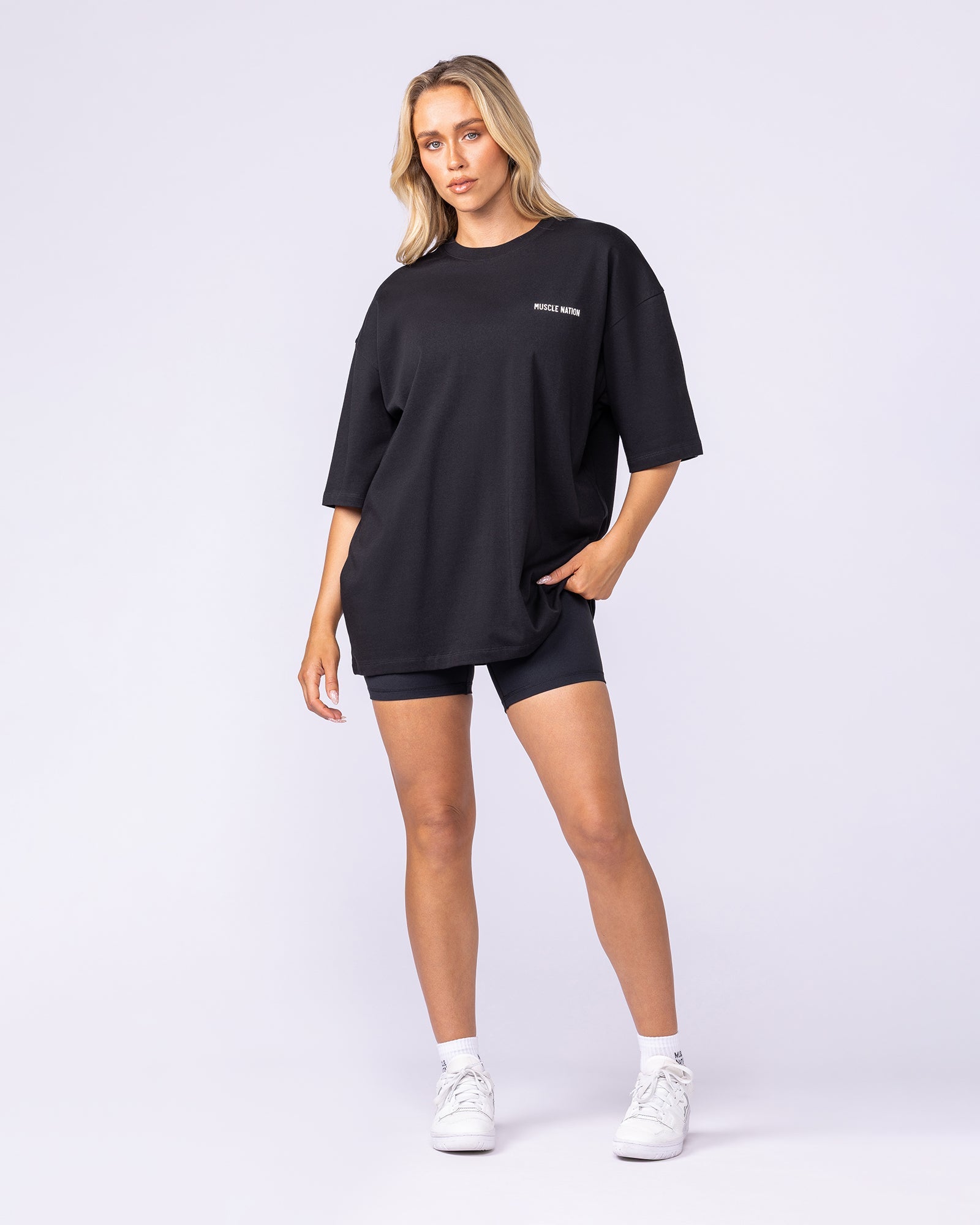 Pegasus Oversized Tee - Black-T-Shirts-XS-1125183BLK-XS-MNAPPRL47671-9-Muscle Nation