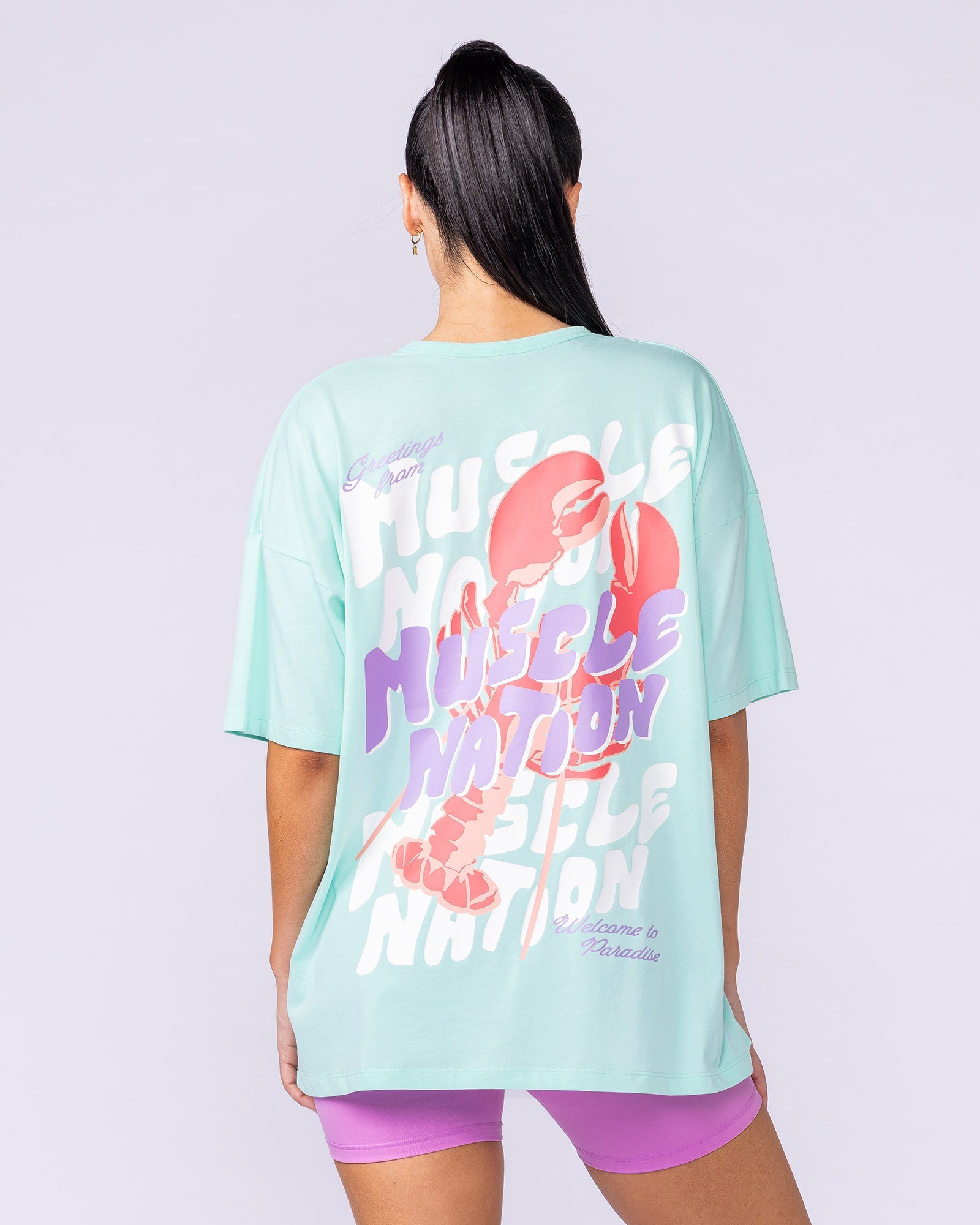 Pinchy Oversized Tee Spearmint | Women's Gym Tee | Muscle Nation