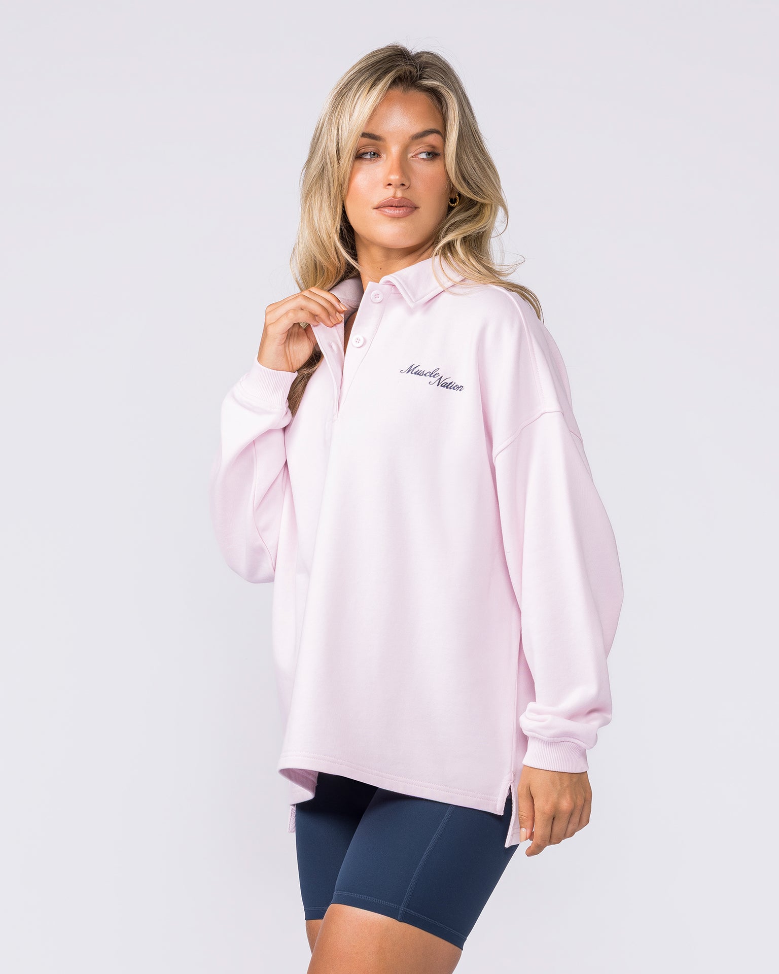 Polo Relaxed Pullover - Babydoll-Tops-XXS-032618BBYDL-XXS-MNAPPRL49431-4-Muscle Nation