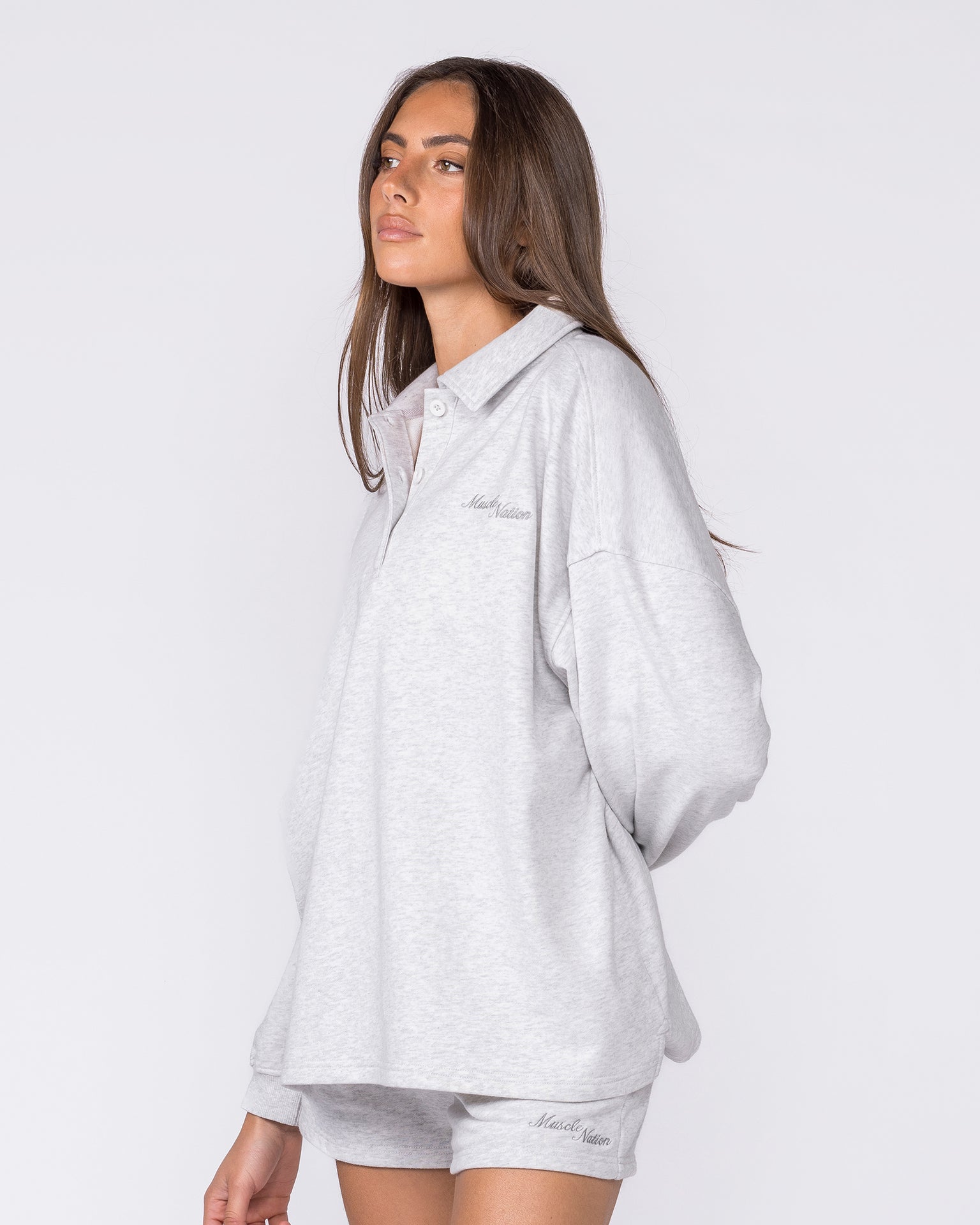 Polo Relaxed Pullover - Snow Grey Marl-Tops-XXS-032618SNGRYMR-XXS-MNAPPRL49440-4-Muscle Nation