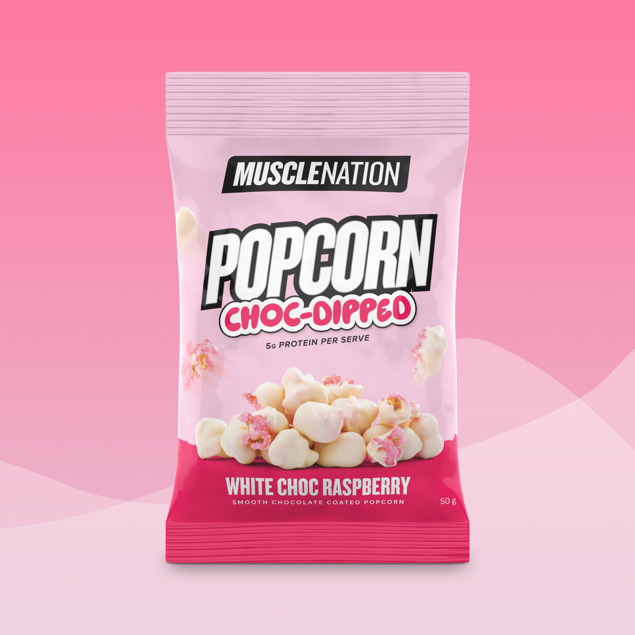 POPCORN CHOC-DIPPED - White Chocolate Raspberry - Box of 8
