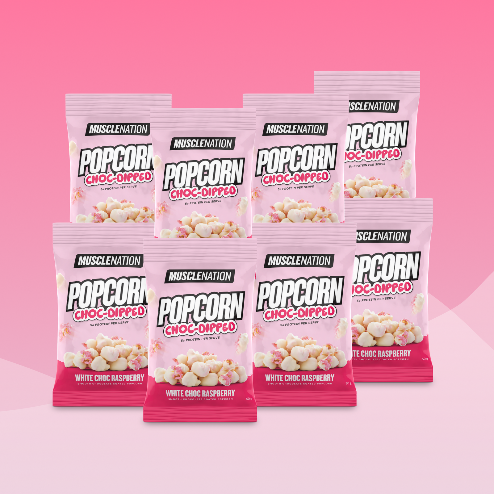 POPCORN CHOC-DIPPED - White Chocolate Raspberry - Box of 8