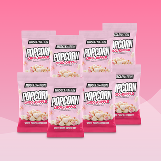 POPCORN CHOC-DIPPED - White Chocolate Raspberry - Box of 8