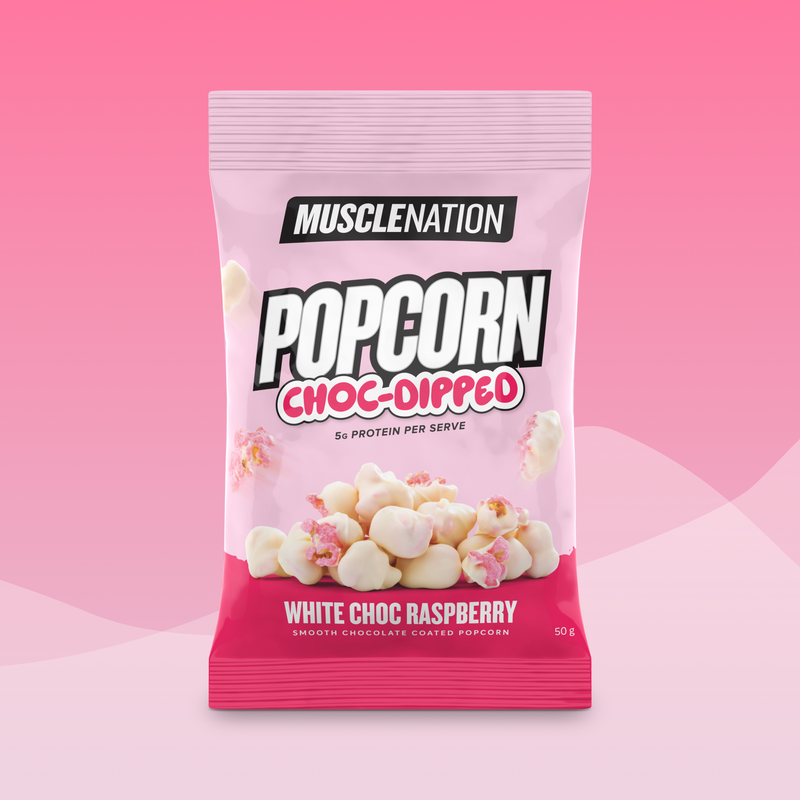 POPCORN CHOC-DIPPED - White Chocolate Raspberry - 2x Packs