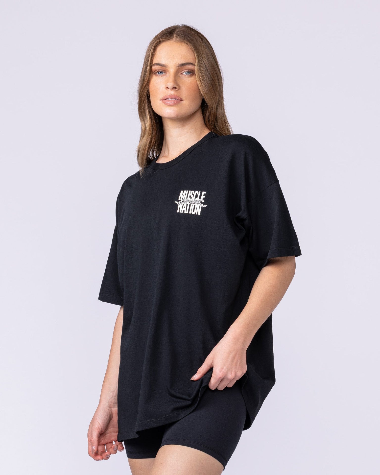 Pounce Oversized Tee - Black-T-Shirts-XXS-112515BLK-XXS-MNAPPRL46398-4-Muscle Nation