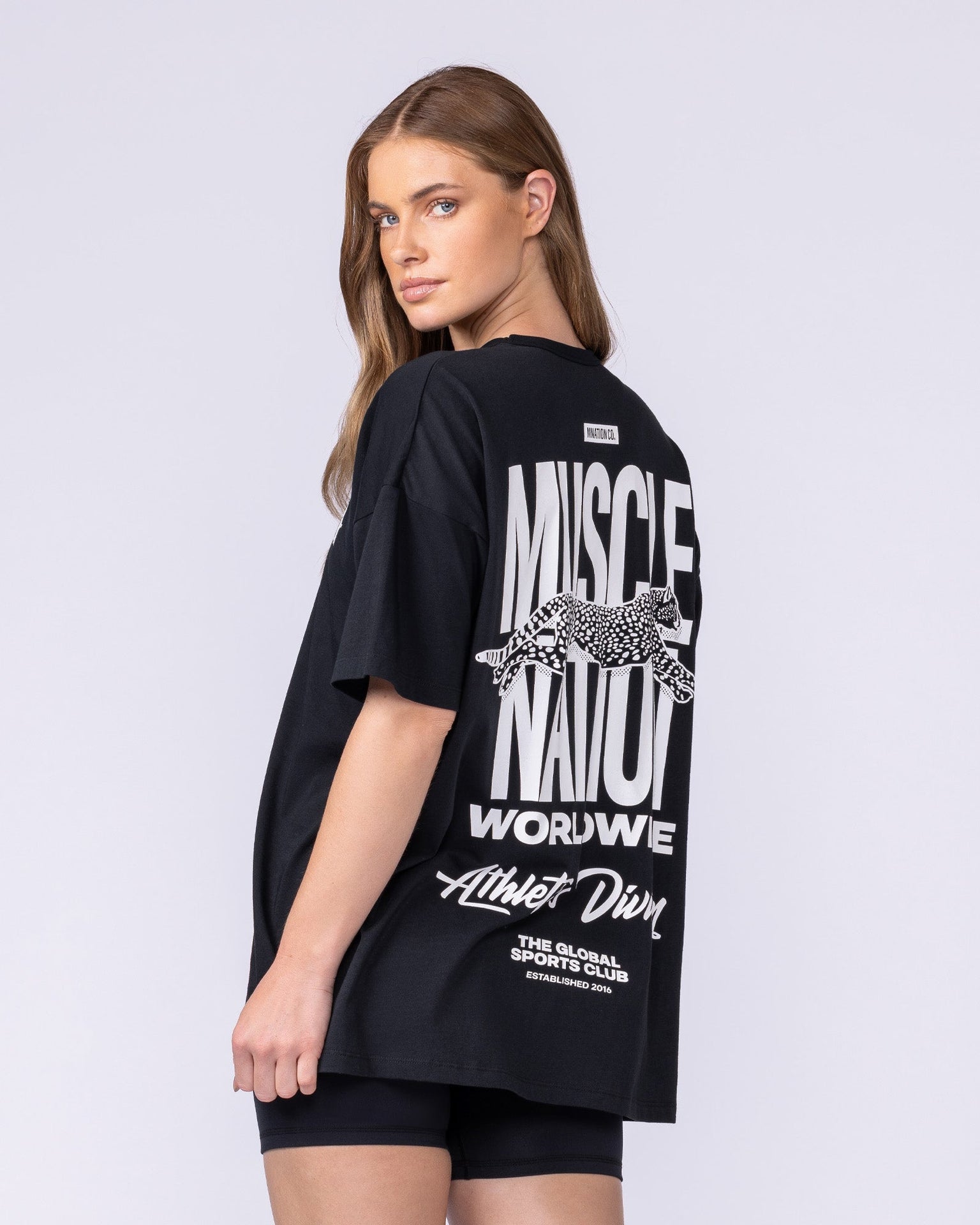 Pounce Oversized Tee - Black-T-Shirts-XXS-112515BLK-XXS-MNAPPRL46398-5-Muscle Nation