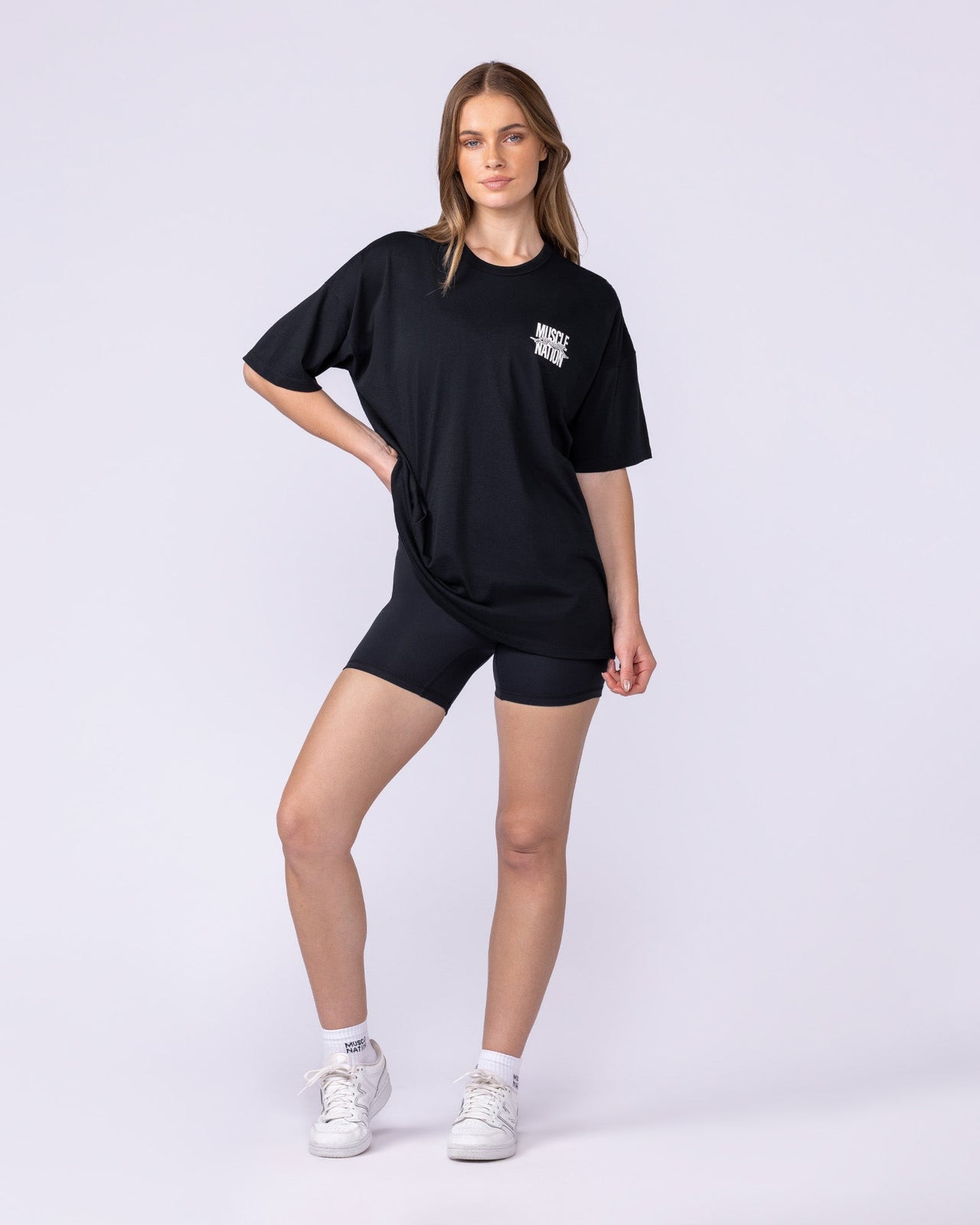 Pounce Oversized Tee - Black-T-Shirts-XXS-112515BLK-XXS-MNAPPRL46398-7-Muscle Nation