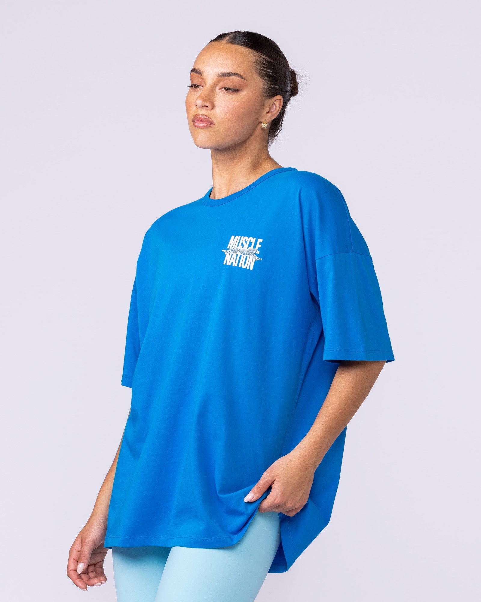 Pounce Oversized Tee - Malibu-T-Shirts-XXS-112515MLBU-XXS-MNAPPRL46407-4-Muscle Nation