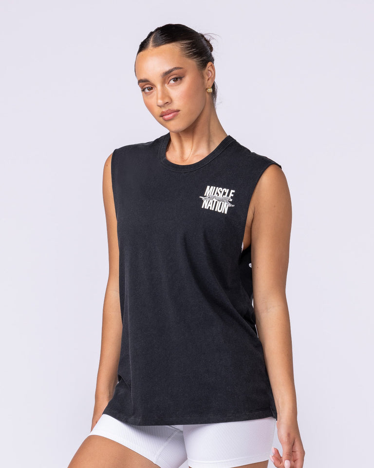 Pounce Vintage Muscle Tank - Washed Black-Singlets & Tanks-XXS-1125226WSHBLK-XXS-MNAPPRL46434-4-Muscle Nation