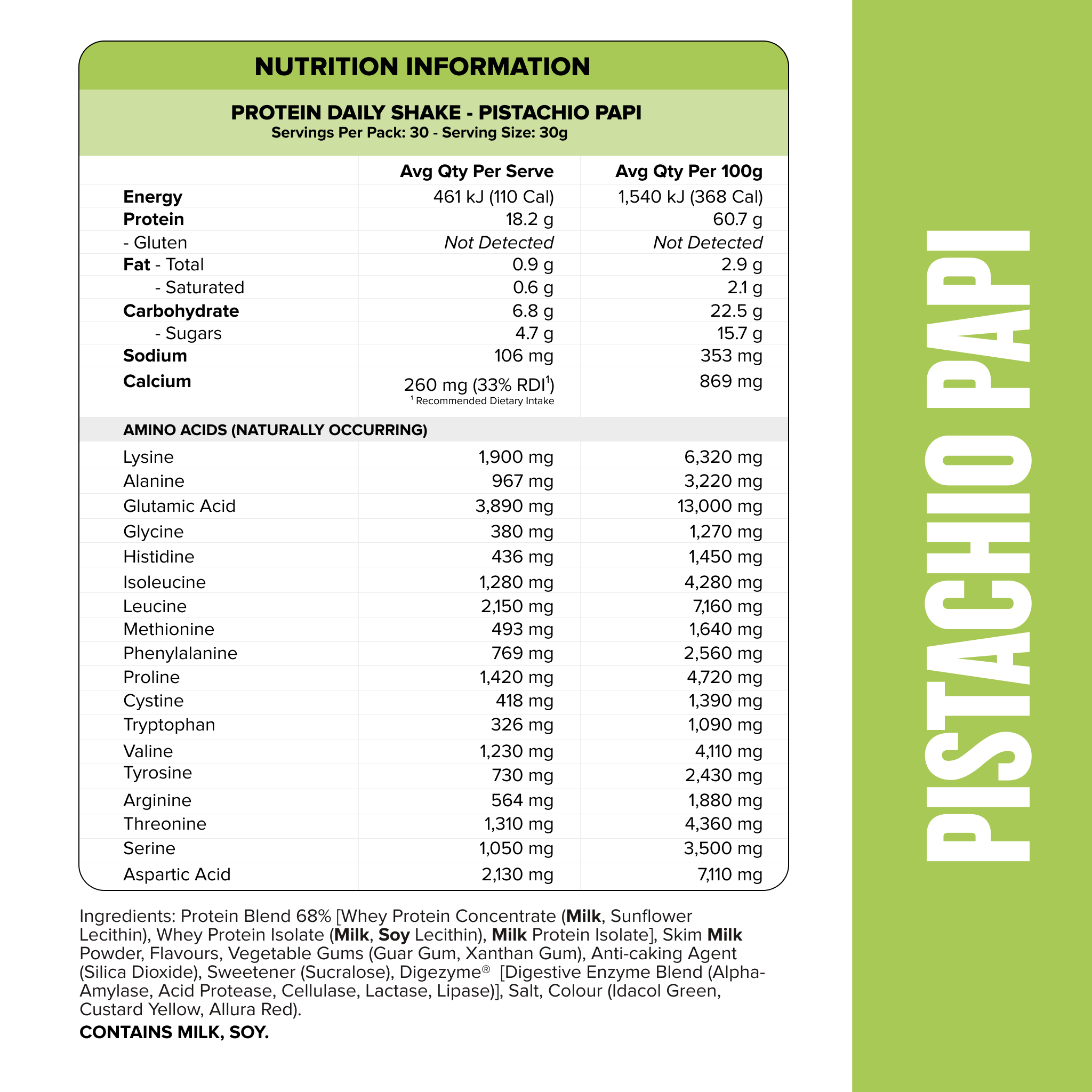 DAILY SHAKE - Pistachio Papi - 900g-Protein Powders-MNSUPPS0424-9359054002067-2-Muscle Nation
