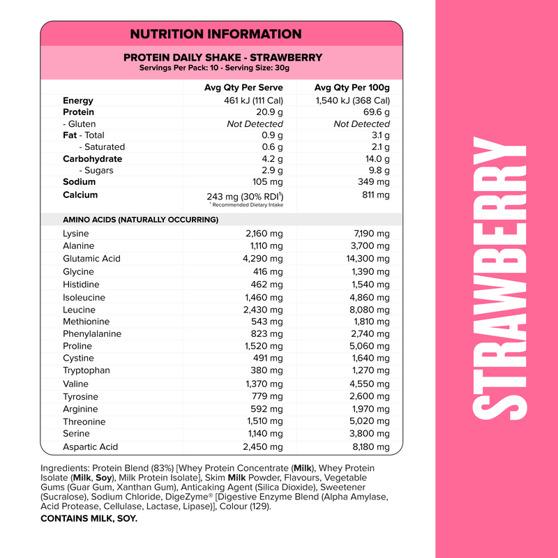 DAILY SHAKE Strawberry 300g nutrition information