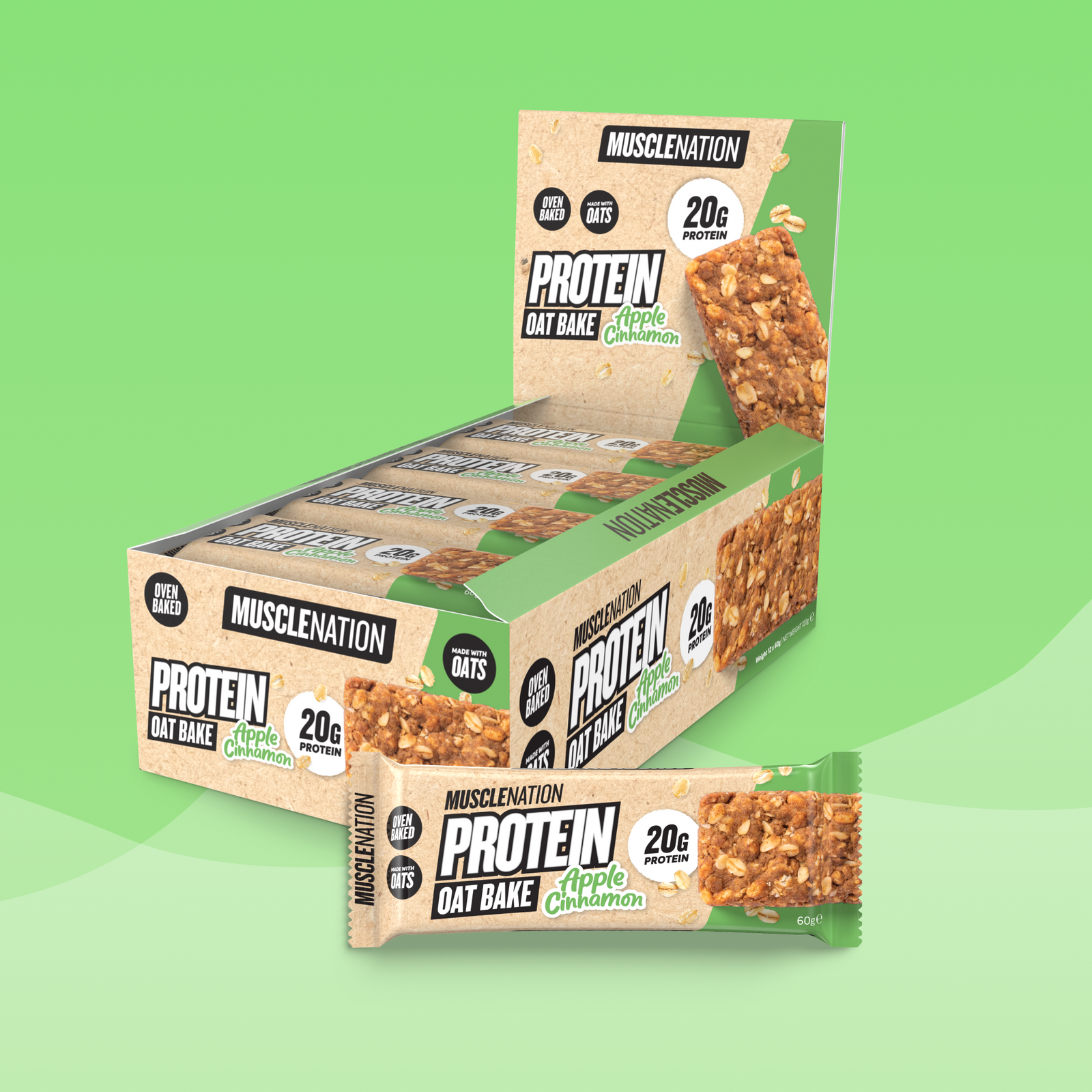 PROTEIN Oat Bake - Apple Cinnamon - Box of 12-Protein Bars-MNSUPPS0396-19359054002170-1-Muscle Nation