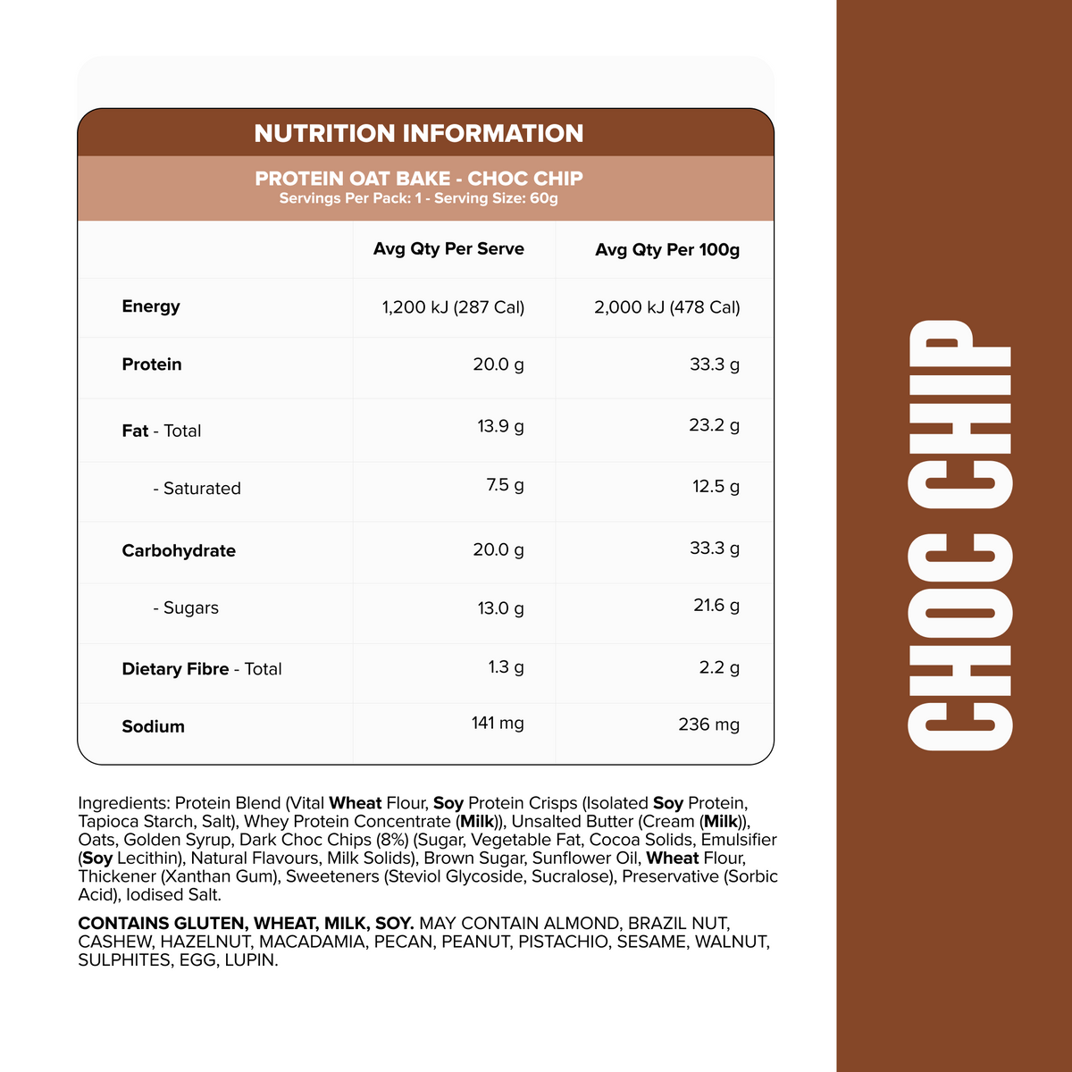 PROTEIN Oat Bake - Choc Chip - Box of 12 - Muscle Nation