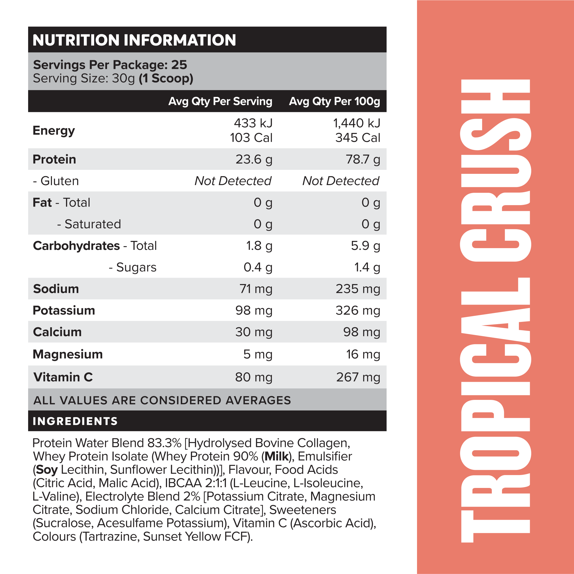 PROTEIN WATER - Tropical Crush - 25 serves-Protein Waters-MNSUPPS0239-9359054001206-2-Muscle Nation