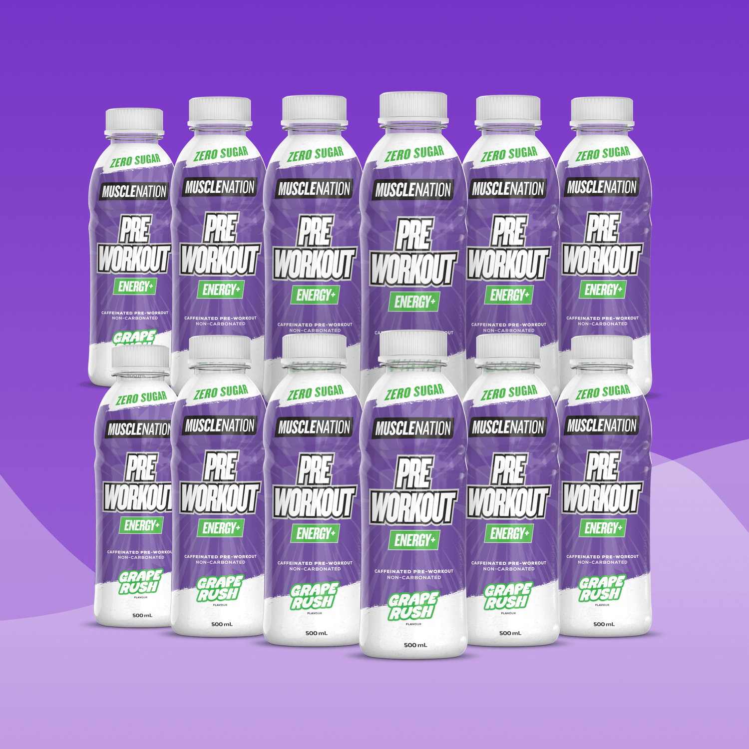 Pre-Workout RTD Grape Rush 500ml (12 Pack) - Muscle Nation protein shake