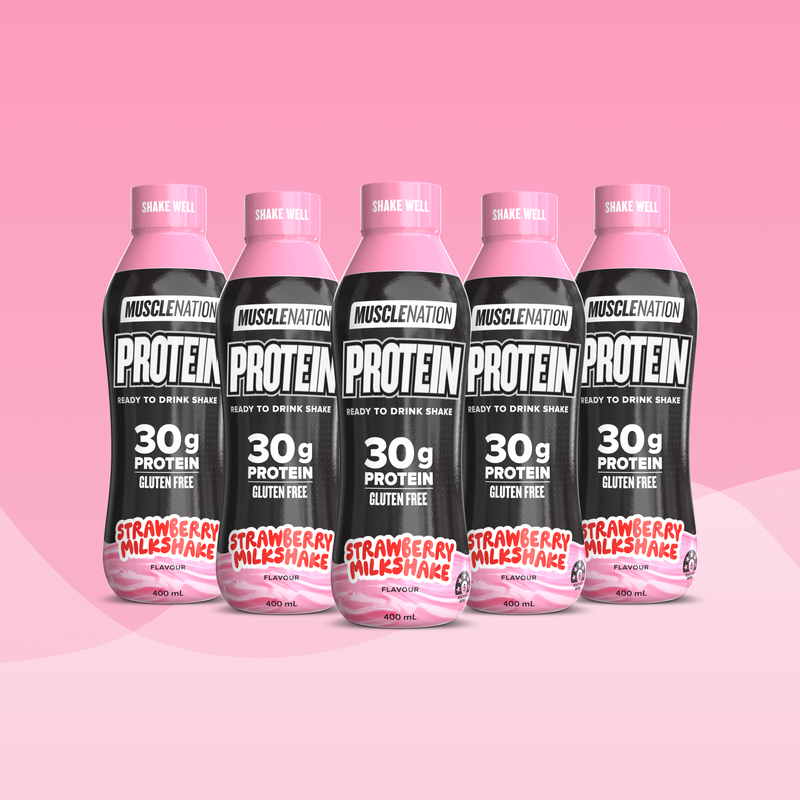 Protein Shake RTD - Strawberry Milkshake 400ml Bottle (6 Pack)-MNSUPPS0364-19359054001784-1-Muscle Nation