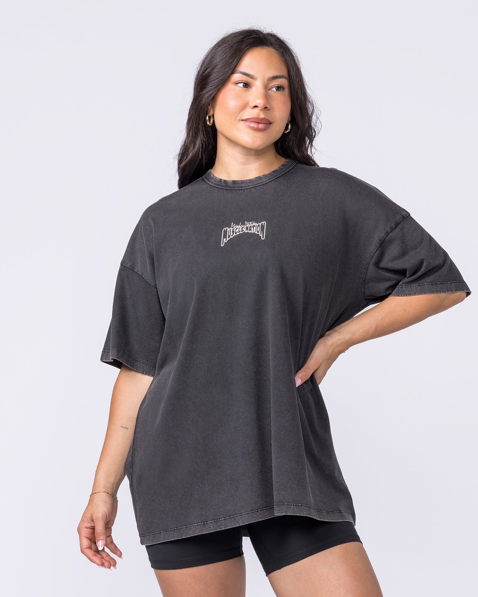 Rated R Oversized Vintage Tee - Washed Black / White-T-Shirts-XXS-012622WSHBW-XXS-MNAPPRL48859-2-Muscle Nation