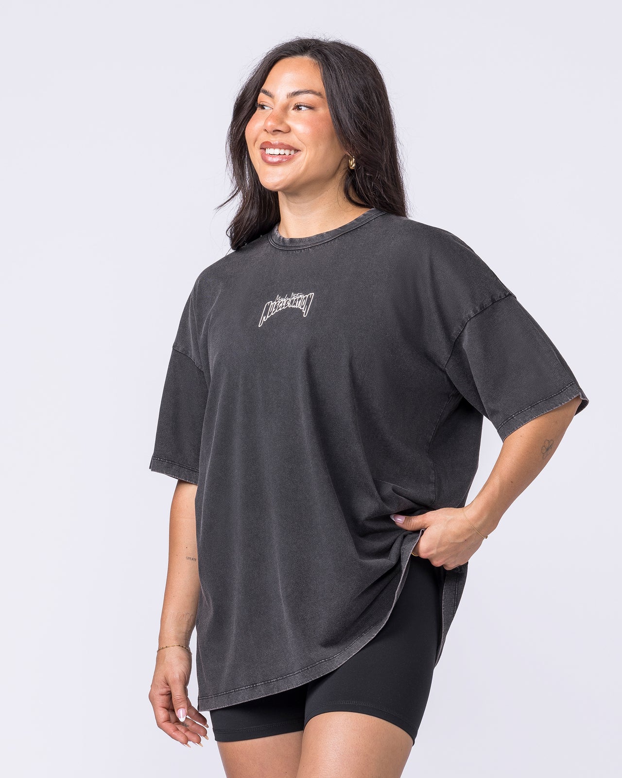 Rated R Oversized Vintage Tee - Washed Black / White-T-Shirts-XXS-012622WSHBW-XXS-MNAPPRL48859-4-Muscle Nation