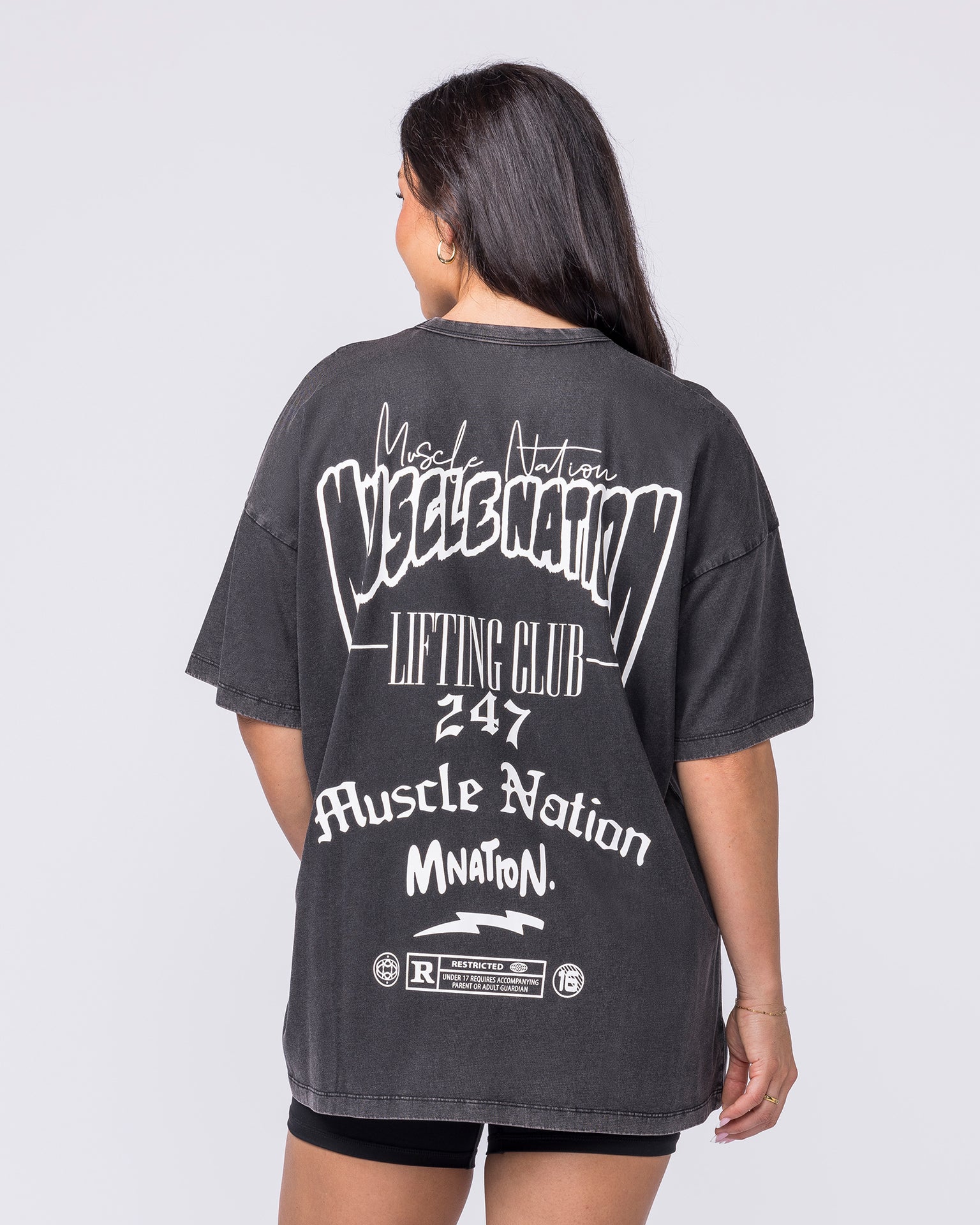 Rated R Oversized Vintage Tee - Washed Black / White-T-Shirts-XXS-012622WSHBW-XXS-MNAPPRL48859-5-Muscle Nation