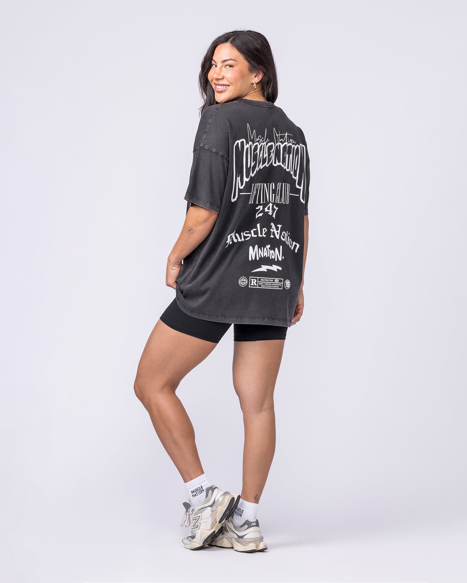 Rated R Oversized Vintage Tee - Washed Black / White-T-Shirts-XXS-012622WSHBW-XXS-MNAPPRL48859-6-Muscle Nation