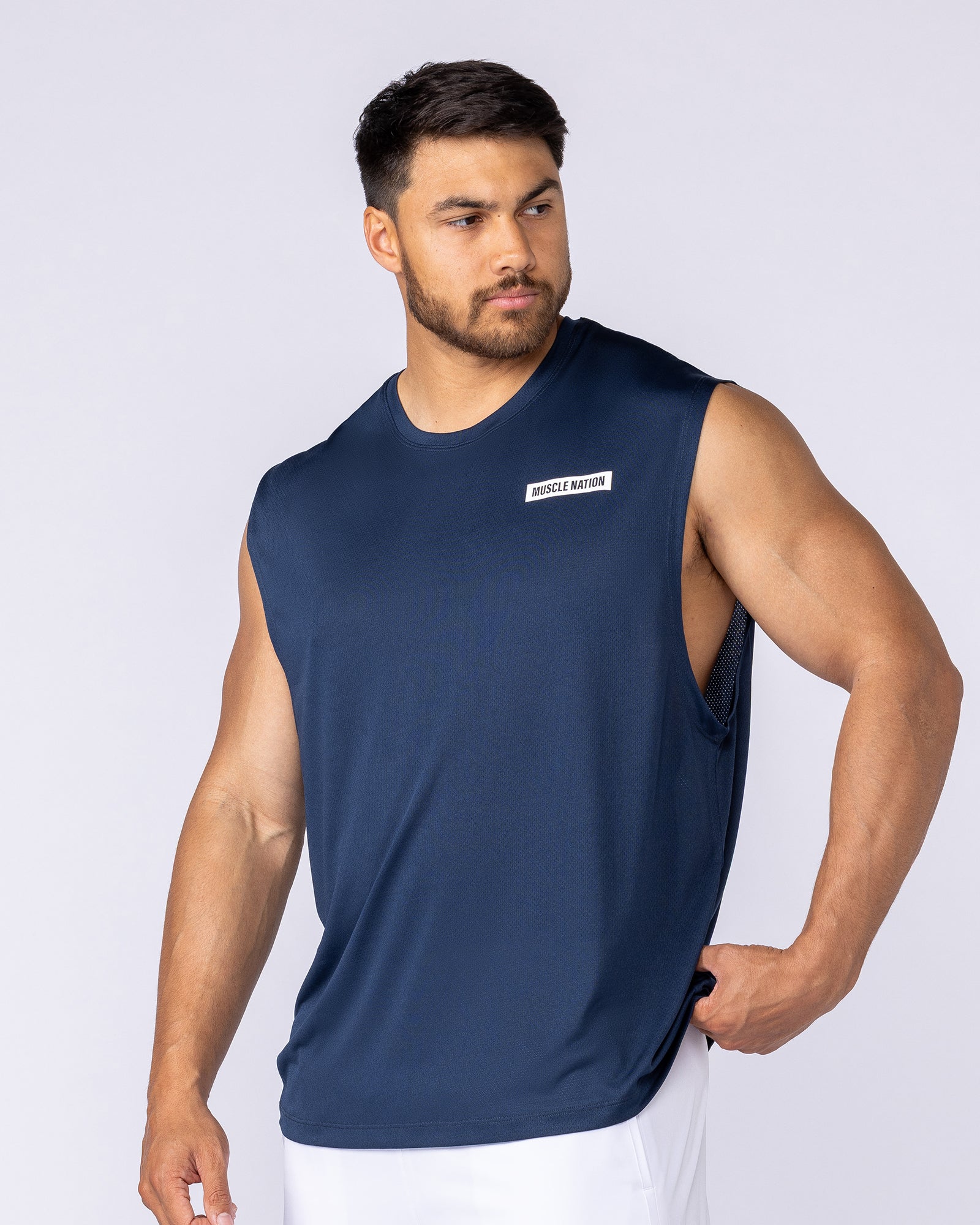 Relaxed Active Tank - Navy-Singlets & Tanks-S-112560NAVY-S-MNAPPRL47048-3-Muscle Nation