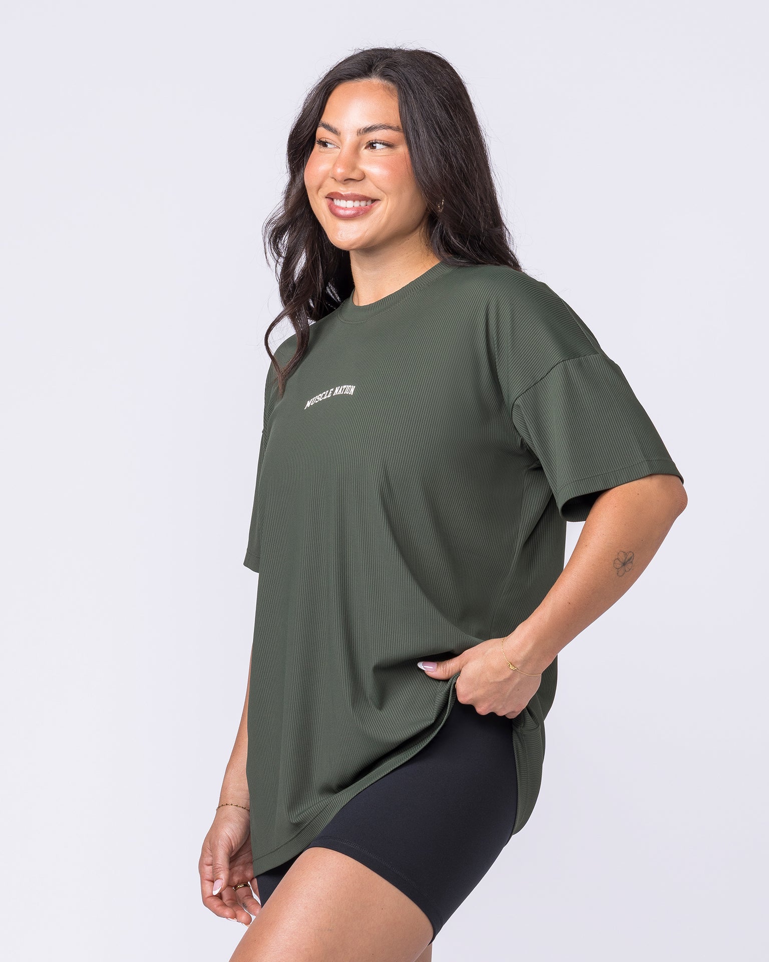 Relaxed Rib Training Tee - Dark Eucalyptus-T-Shirts-XXS-022614DEUYPTS-XXS-MNAPPRL48596-3-Muscle Nation