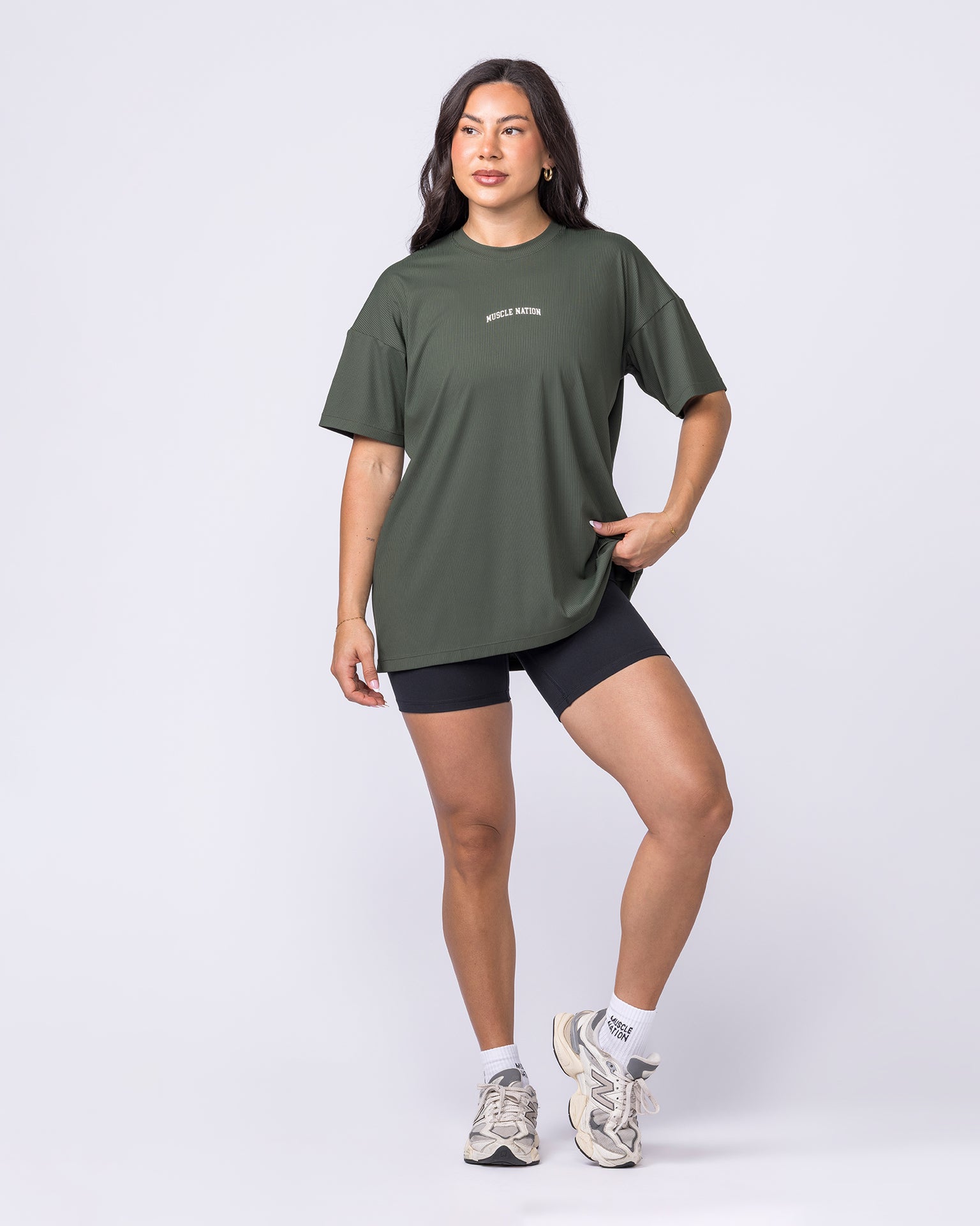 Relaxed Rib Training Tee - Dark Eucalyptus-T-Shirts-XXS-022614DEUYPTS-XXS-MNAPPRL48596-6-Muscle Nation