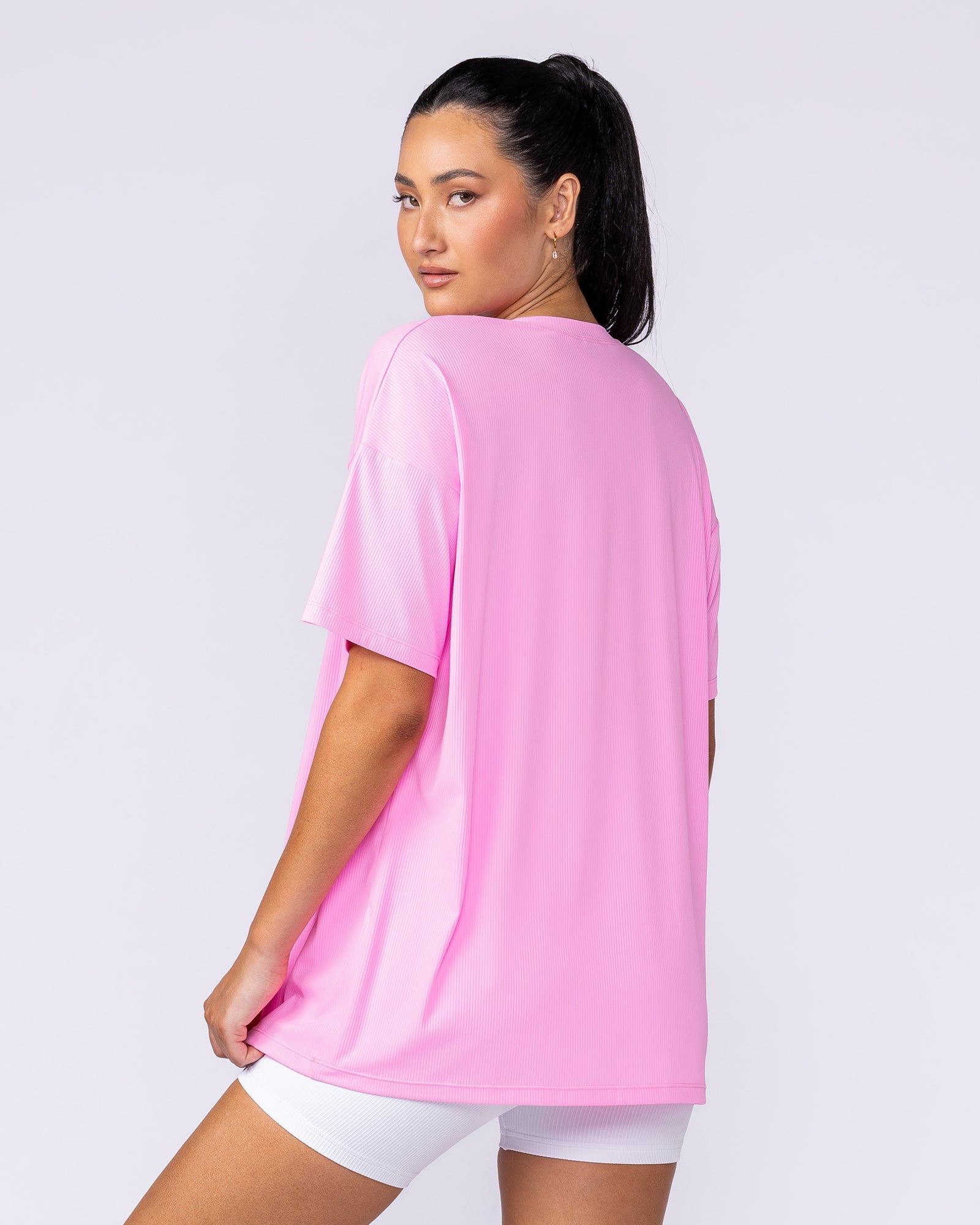 Relaxed Rib Training Tee - Sugar Pink-Tops-XXS-112537SGPK-XXS-MNAPPRL45192-3-Muscle Nation