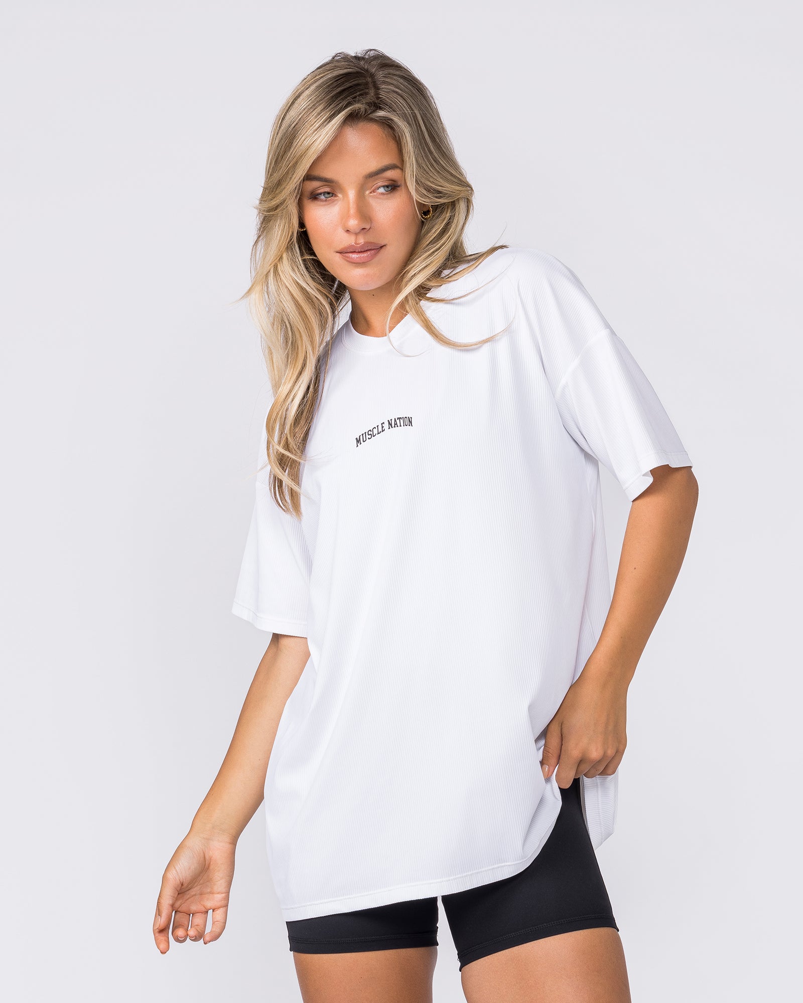 Relaxed Rib Training Tee - White-T-Shirts-XXS-082424WHT-XXS-MNAPPRL32271-1-Muscle Nation