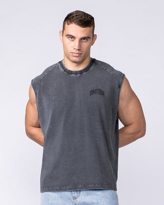 Relic Raglan Boxy Muscle Tank in Washed Black – image 2