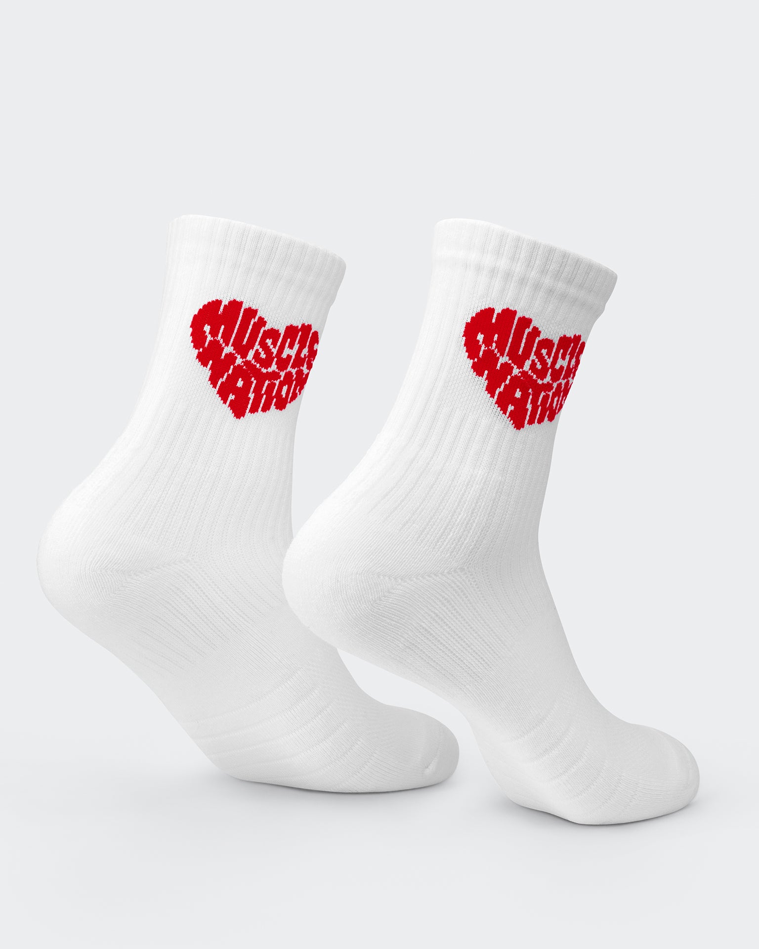 Womens Heart Crew Sock (2x Pack) - White / White-Socks-Hollywood Pink Salsa Multi-ACC022570HPSLSAM-ONE-MNAPPRL42439-4-Muscle Nation