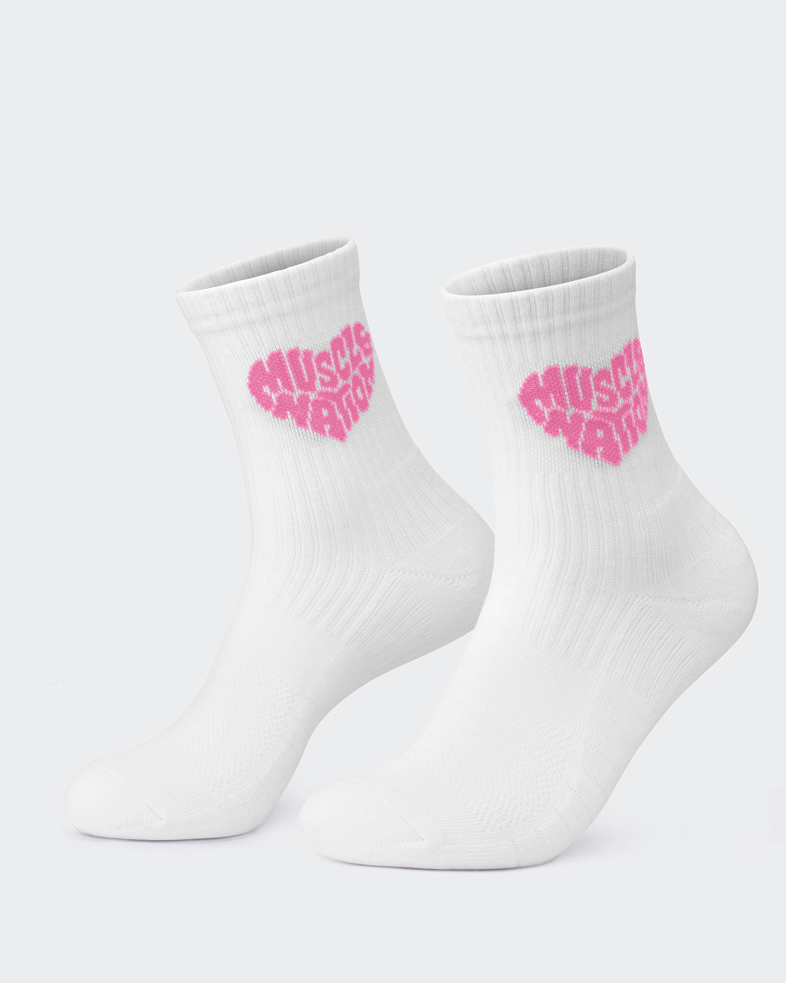 Womens Heart Crew Sock (2x Pack) - White / White-Socks-Hollywood Pink Salsa Multi-ACC022570HPSLSAM-ONE-MNAPPRL42439-2-Muscle Nation
