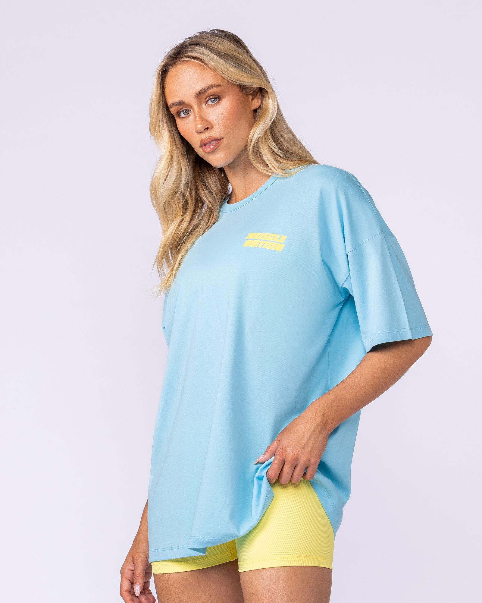 Reset Oversized Tee - Lagoon-T-Shirts-XXS-1125242LGN-XXS-MNAPPRL48216-3-Muscle Nation