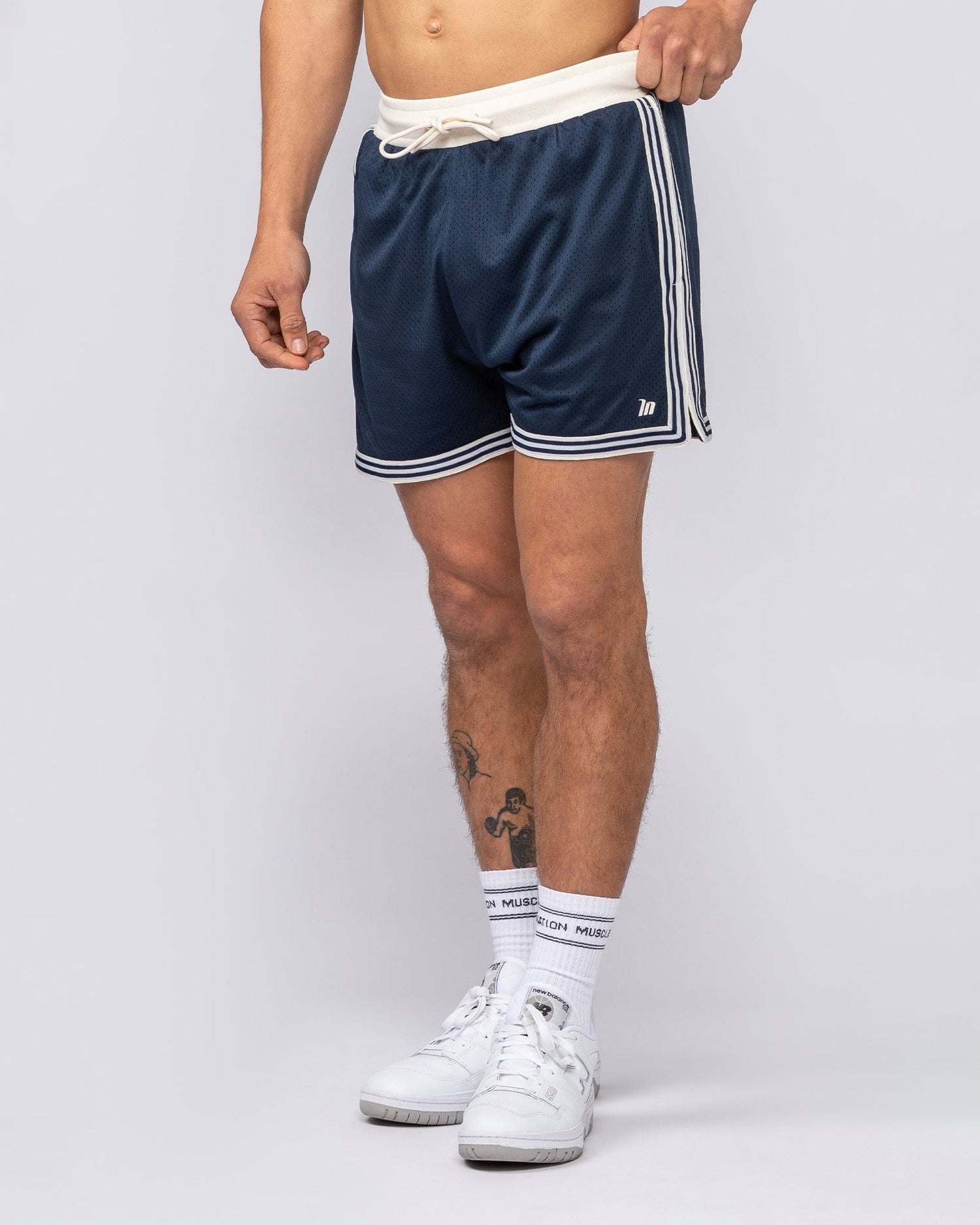 Retro Mesh Training 4" Shorts Navy - Muscle Nation men's gym shorts