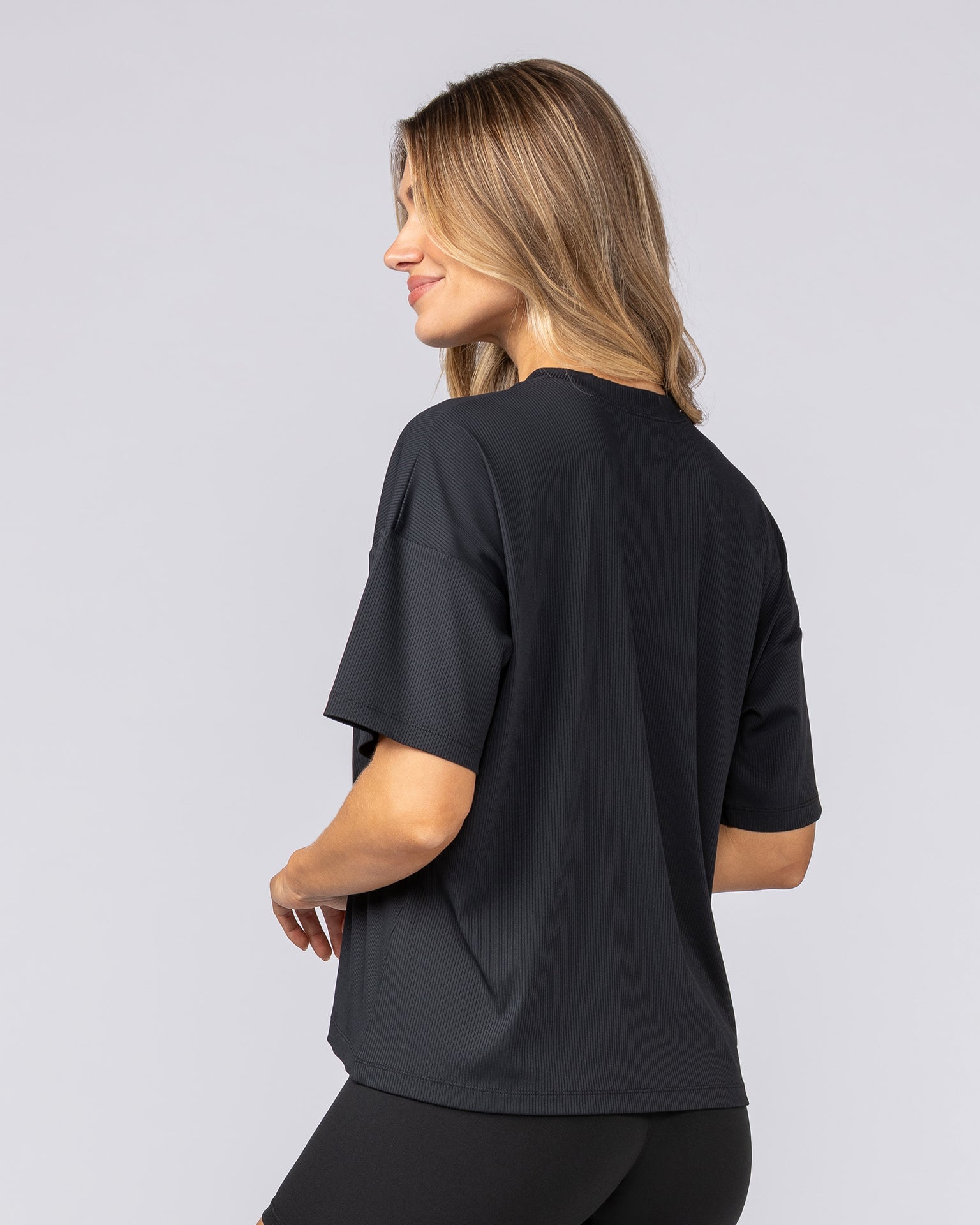 Rib Boxy Training Tee - Black-T-Shirts-XXS-092511BLK-XXS-MNAPPRL44534-3-Muscle Nation